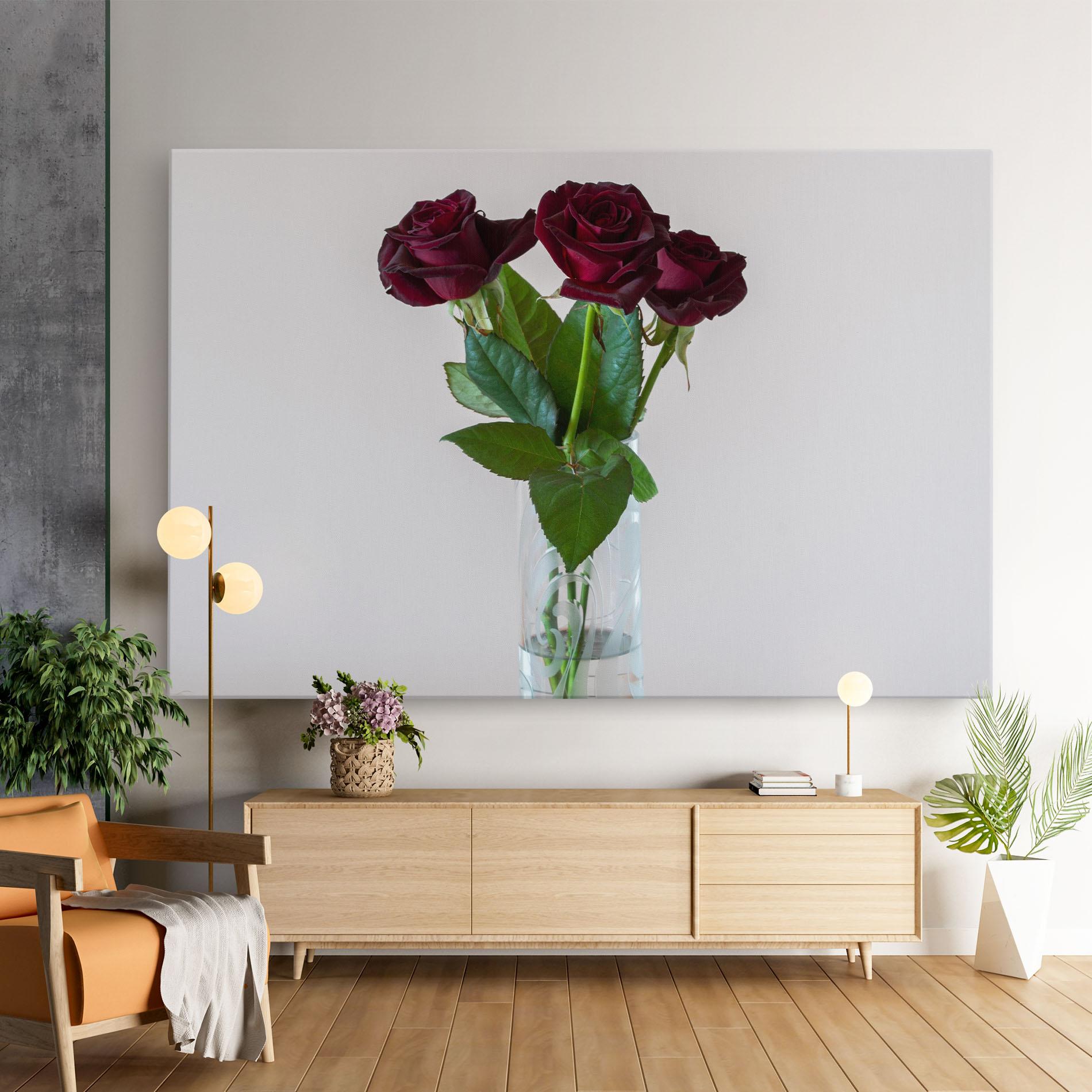 Leinwandbild Red Roses Vase mockup 9