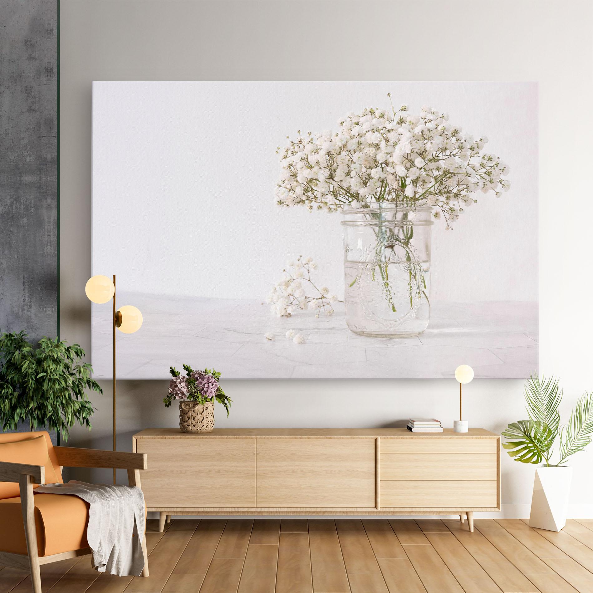 Leinwandbild White Tiny Flower Vase mockup 9