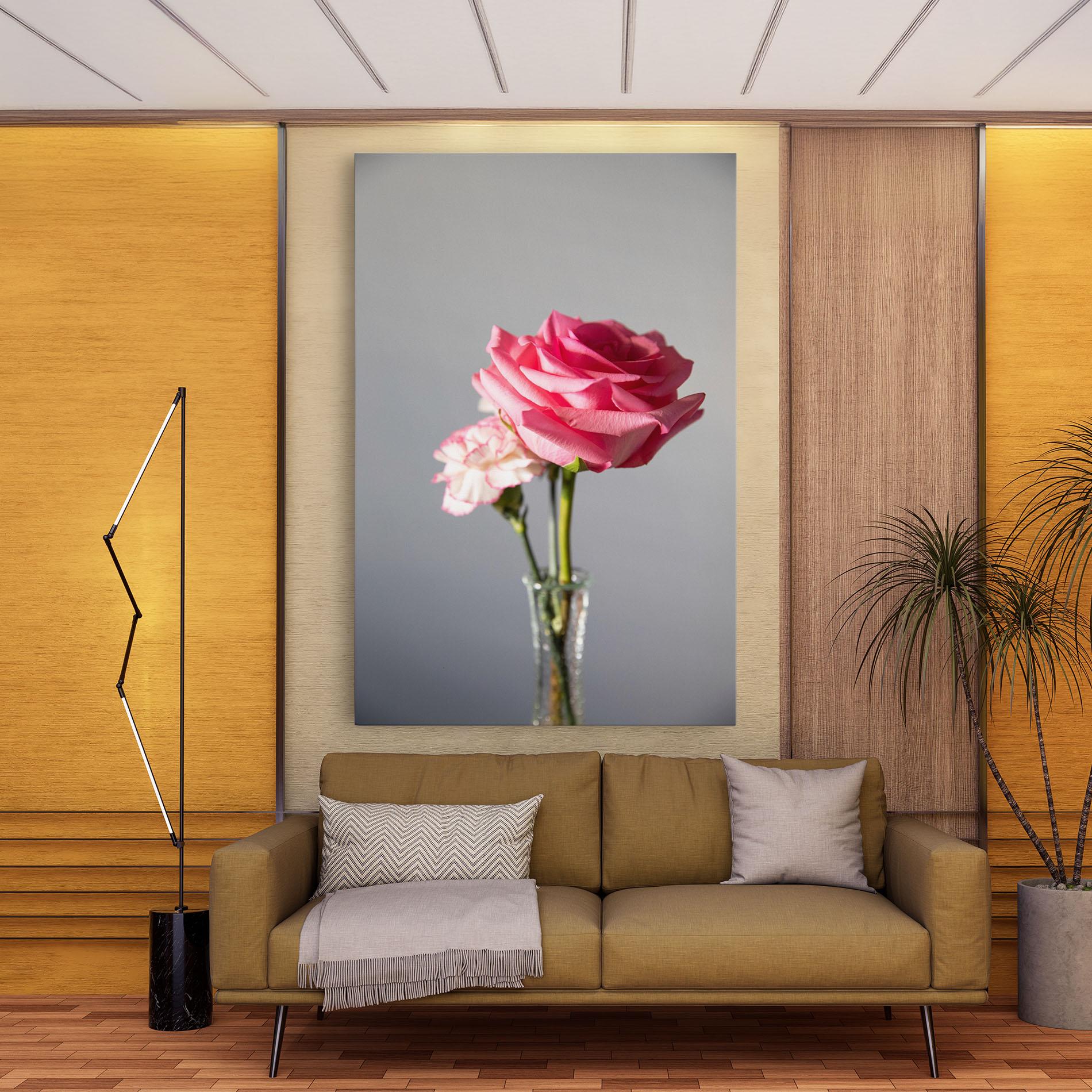 Leinwandbild Big Pink Rose Vase mockup 9