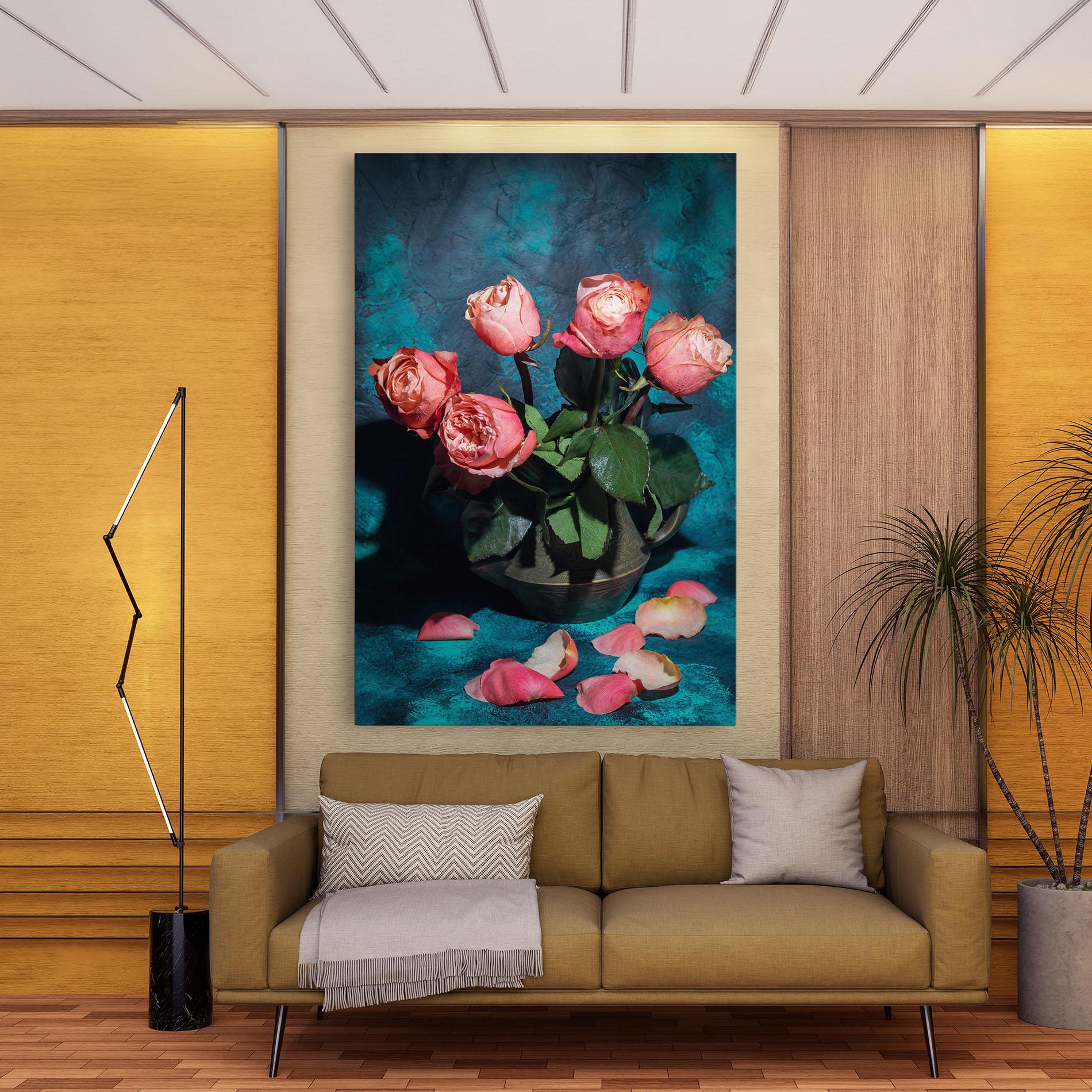 Leinwandbild Bouquet Roses Vase mockup 9