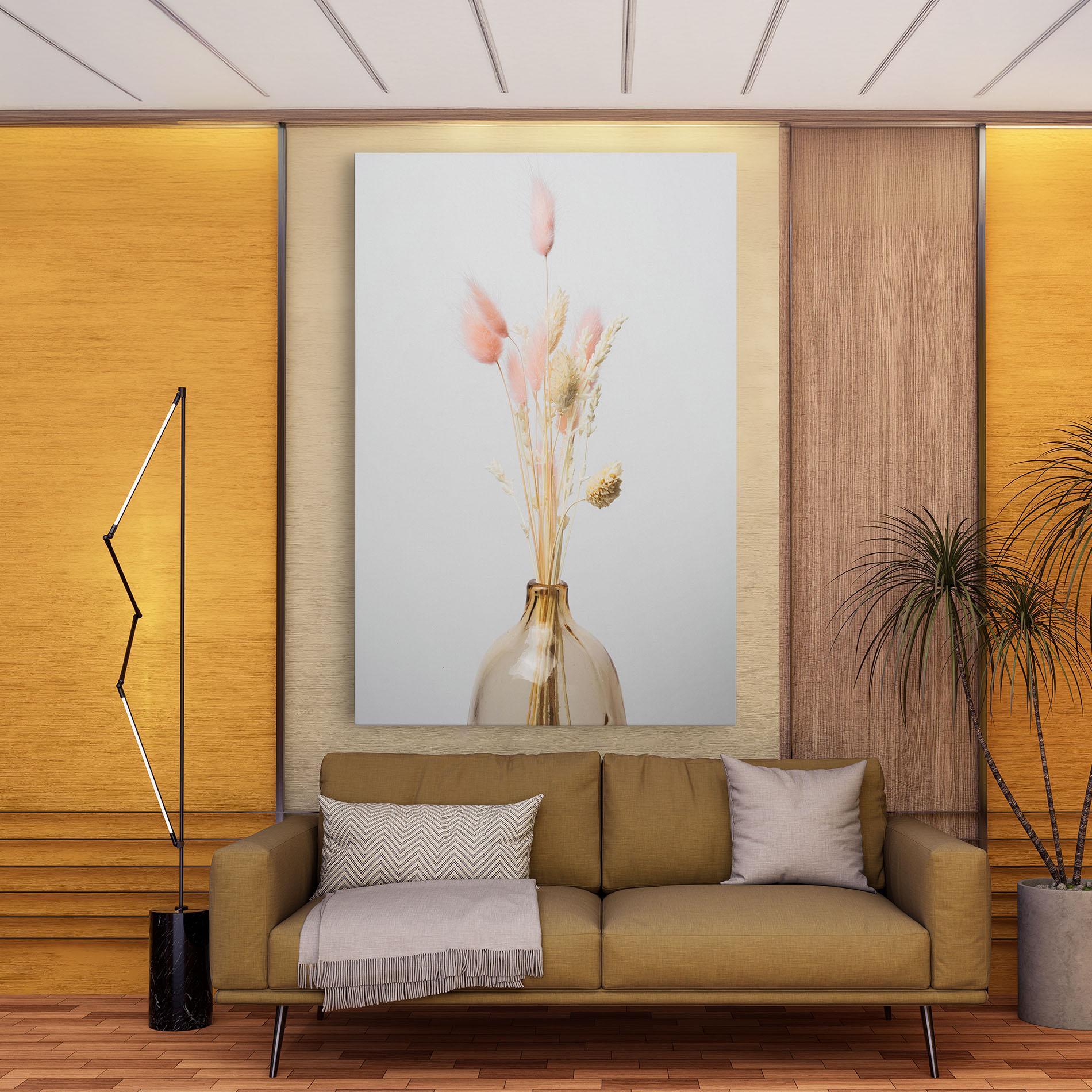 Leinwandbild Pink Cream Flower Vase mockup 9
