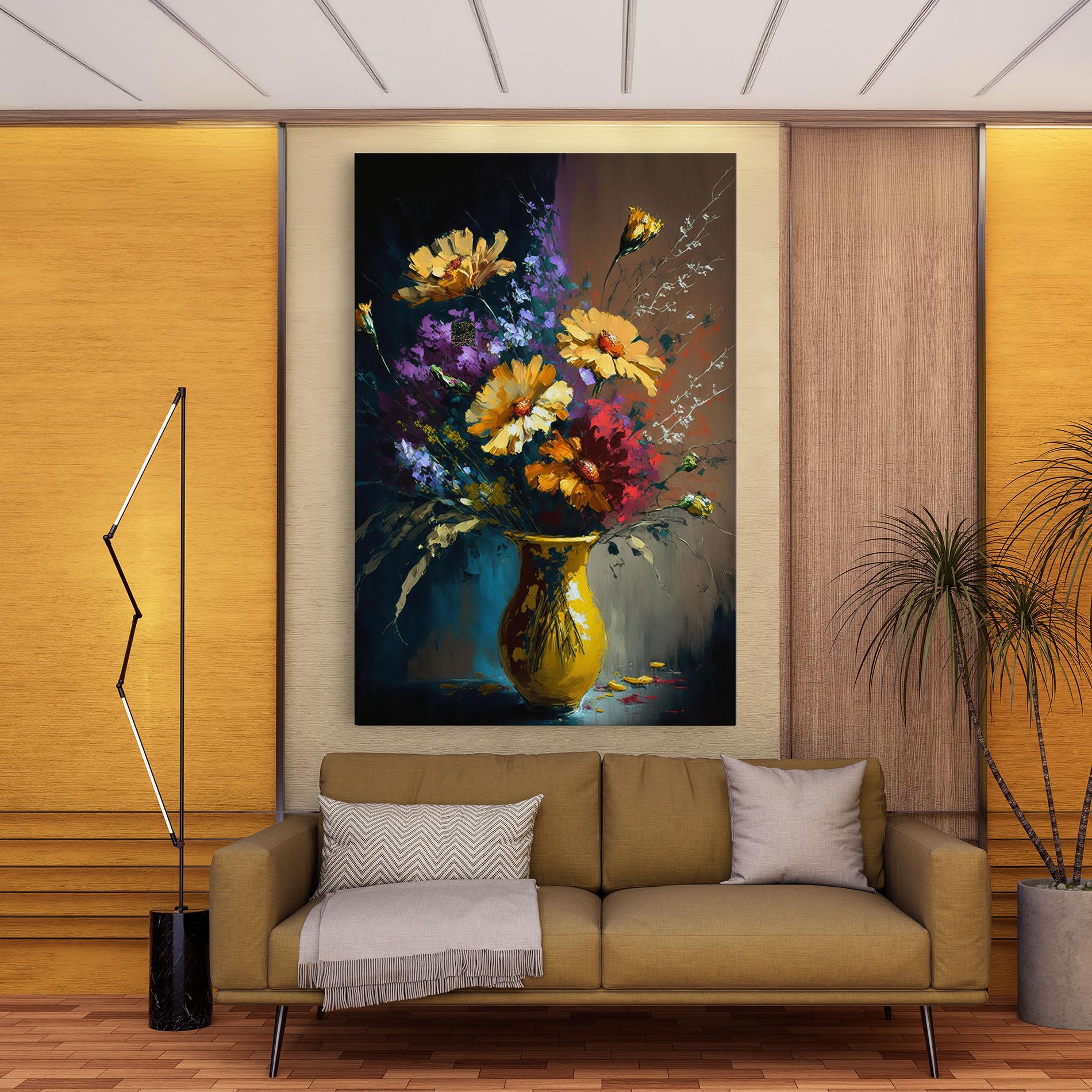 Leinwandbild Yellow Art Vase mockup 9