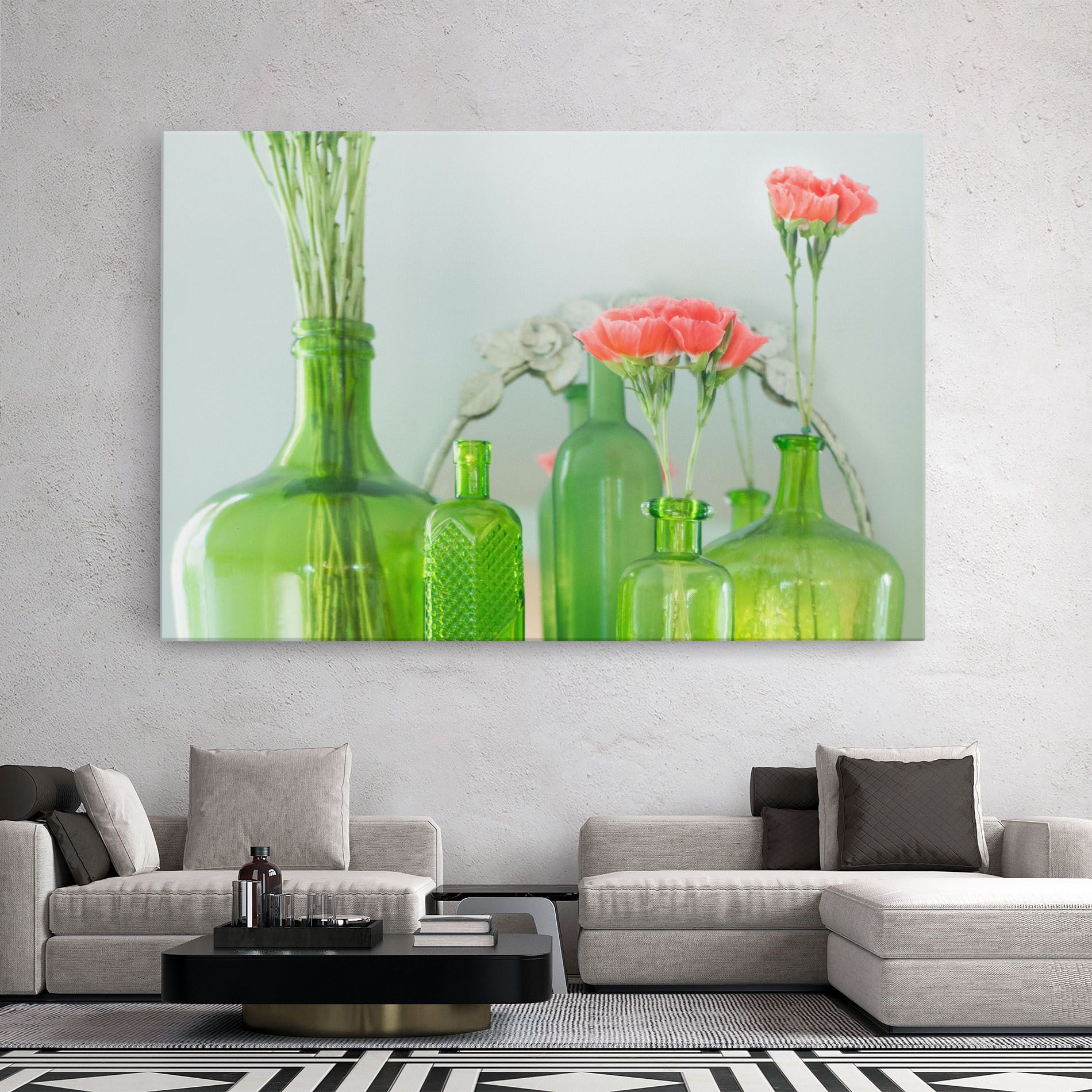 Green Vase Flowers mockup 2