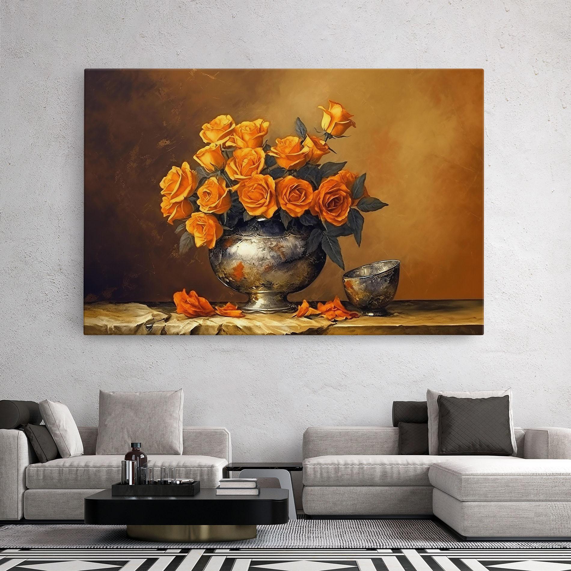 Leinwandbild Orange Rose Vase mockup 2