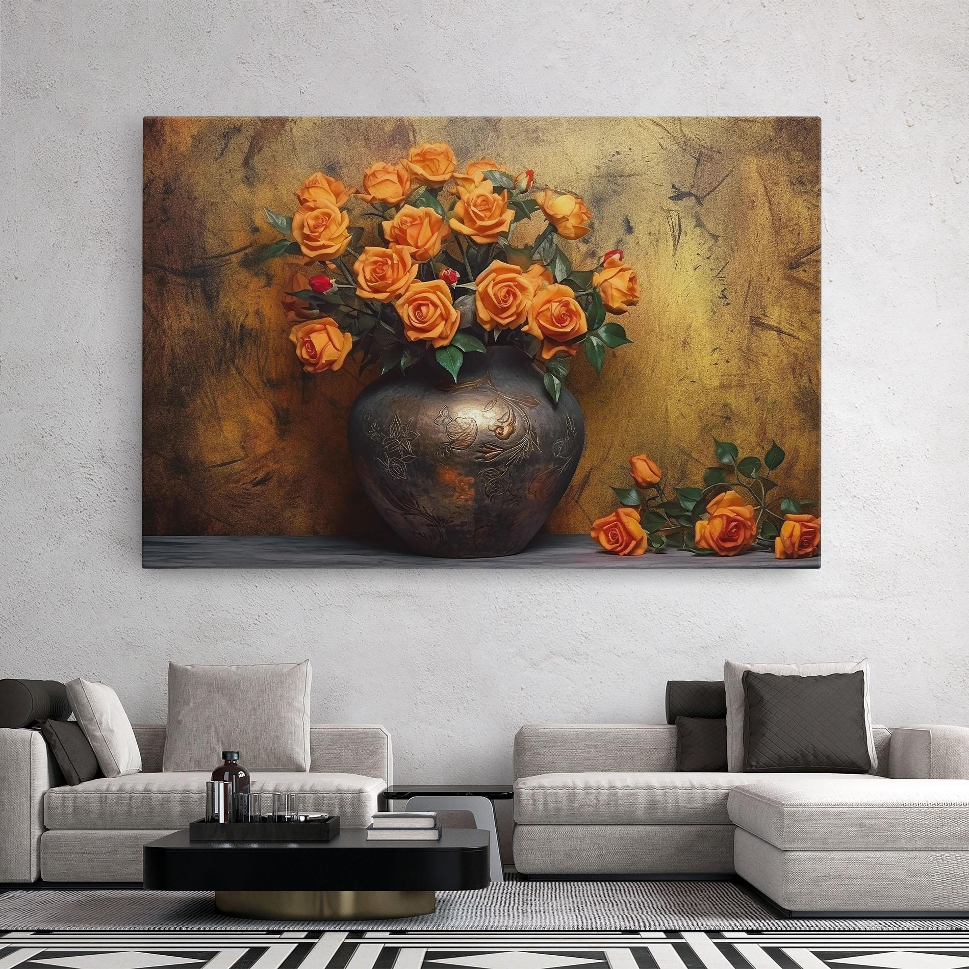 Leinwandbild Orange Vintage Vase mockup 2