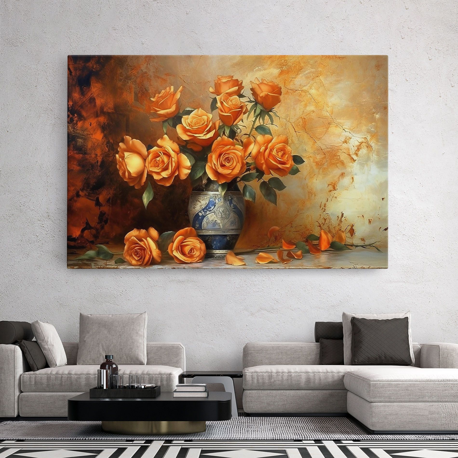 Pretty Orange Rose Vase mockup 2