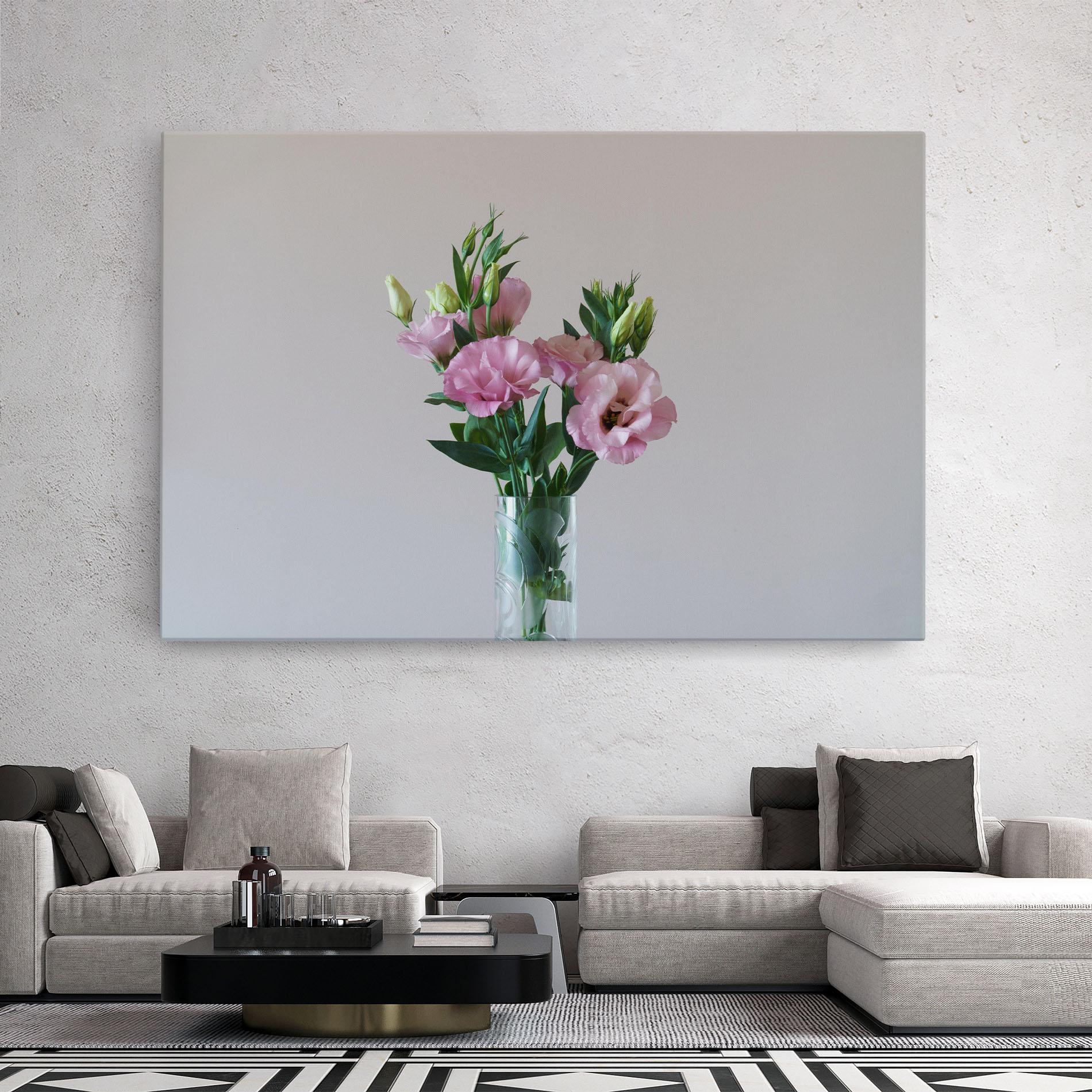 Leinwandbild Pretty Pink Flower Vase mockup 2