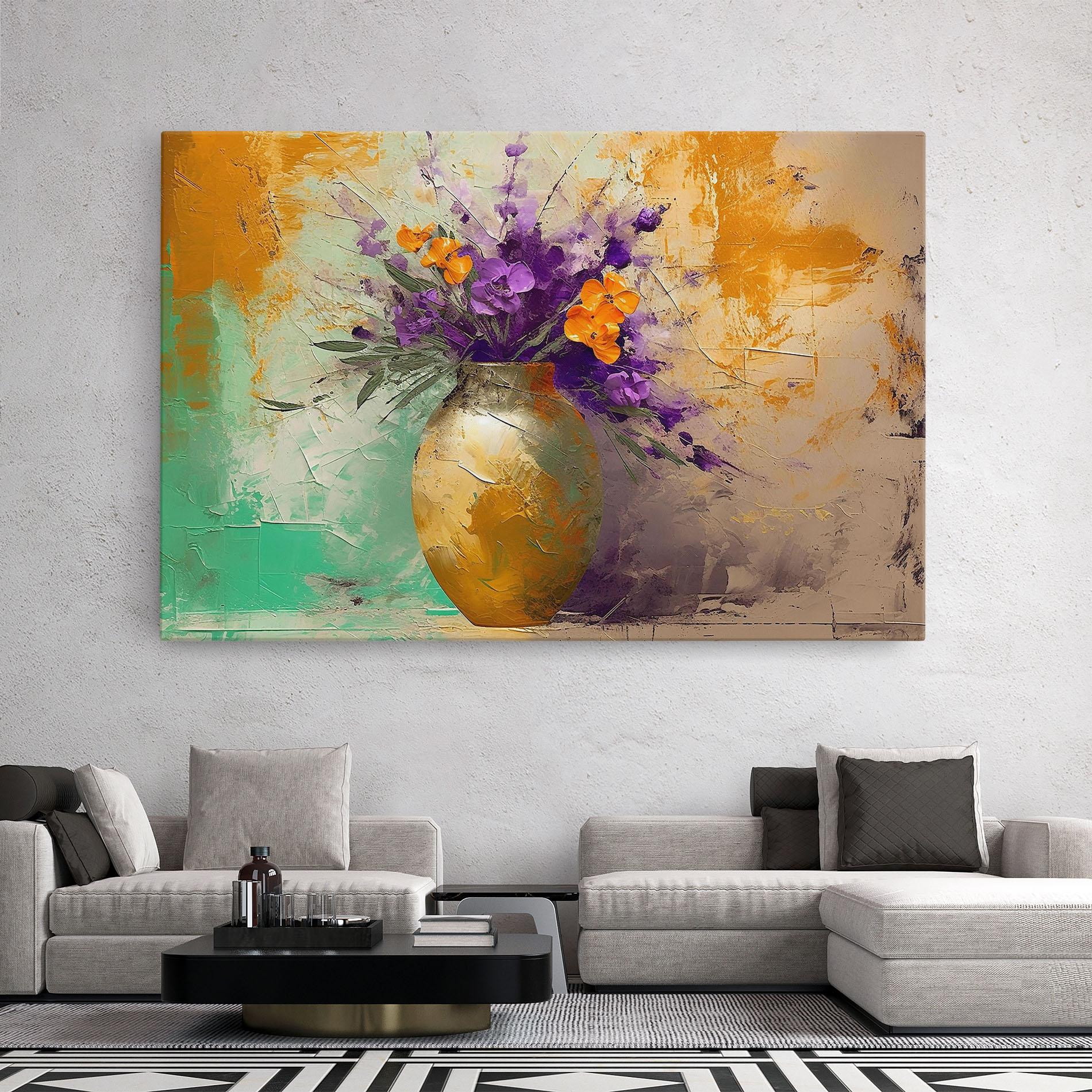 Leinwandbild Purple Orange Plant Vase mockup 2