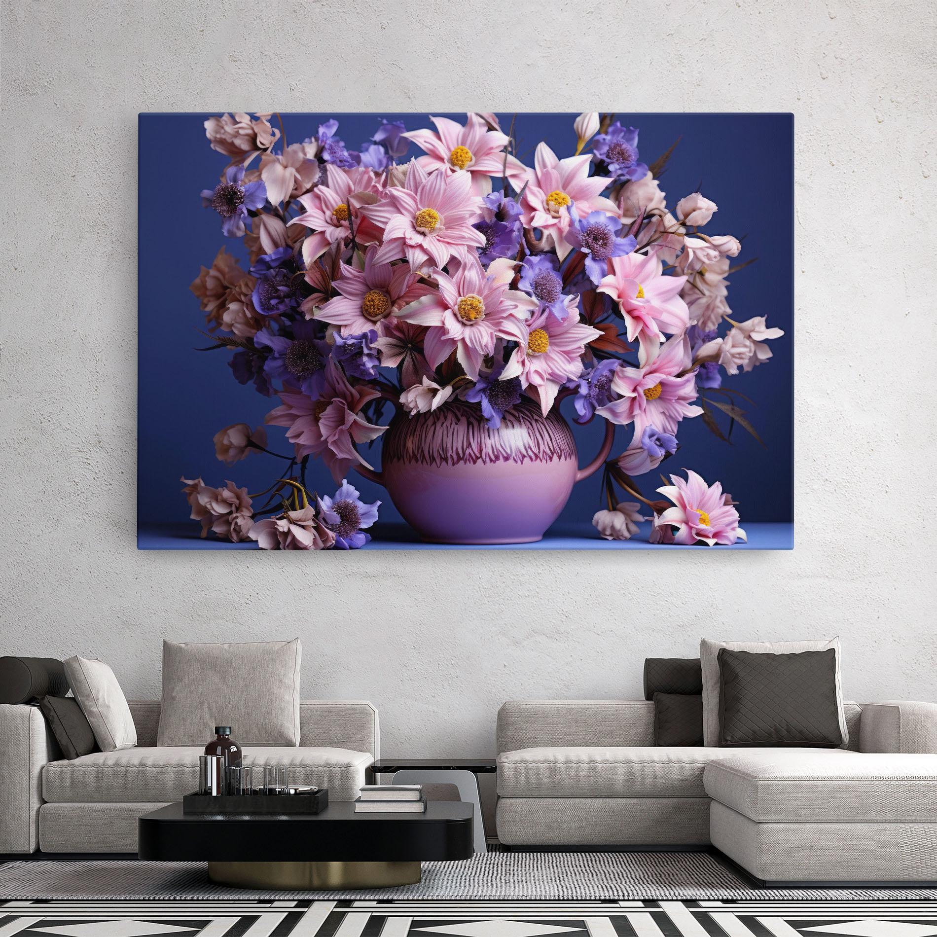 Leinwandbild Purple Vase Flowers mockup 2