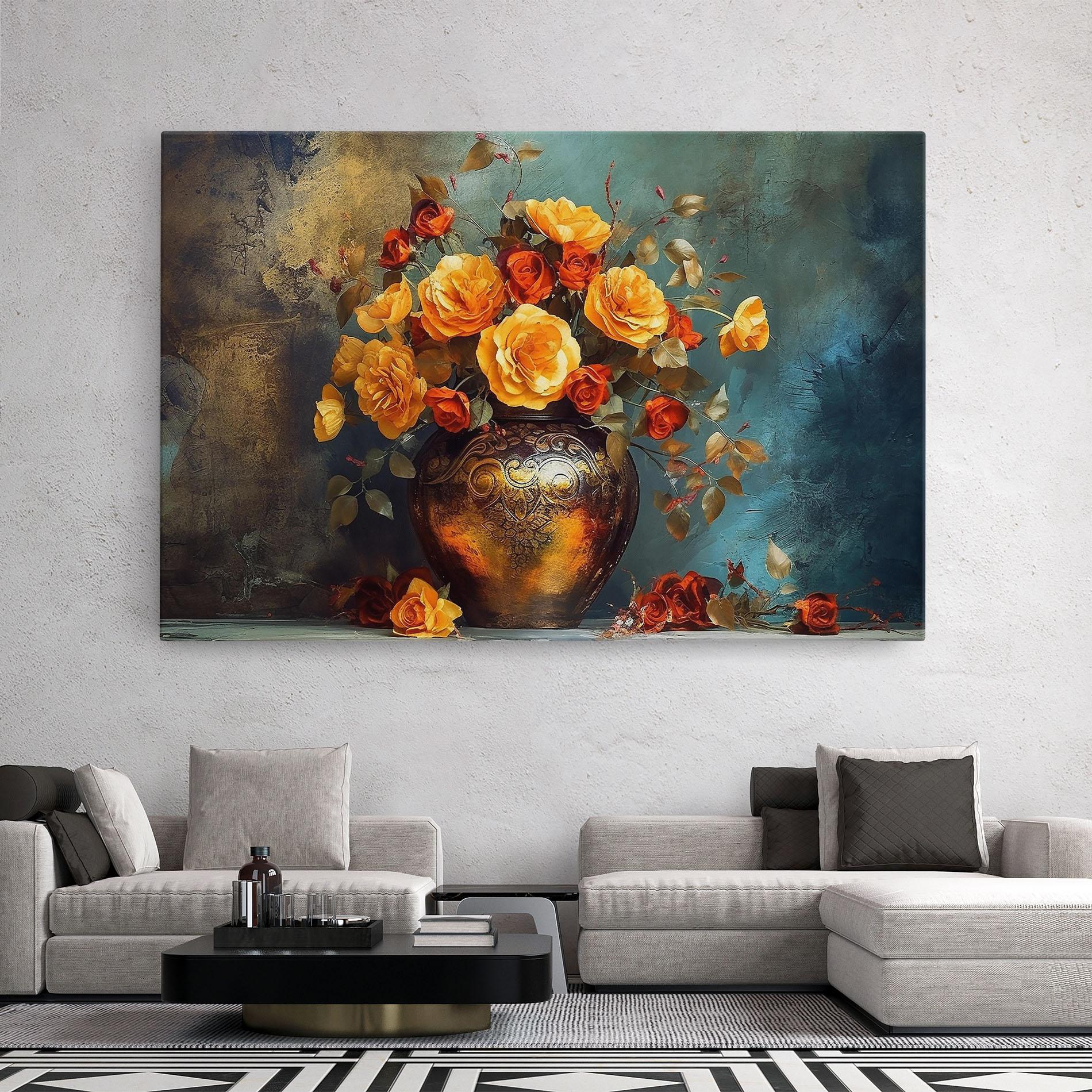 Leinwandbild Red Orange Flower Vase mockup 2