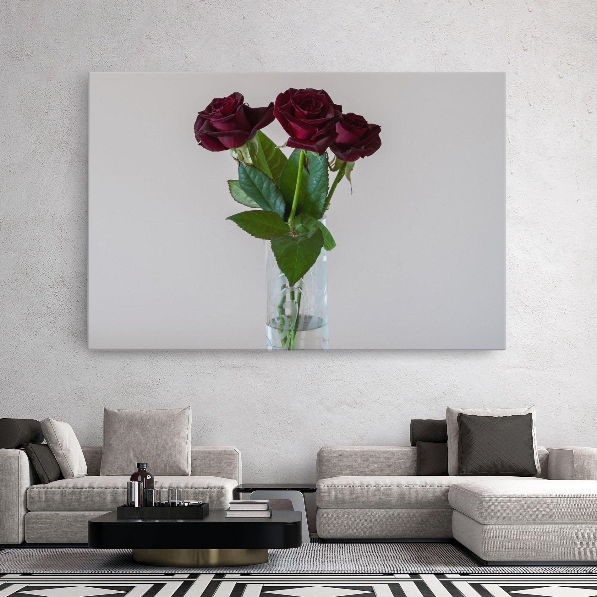 Leinwandbild Red Roses Vase mockup 2