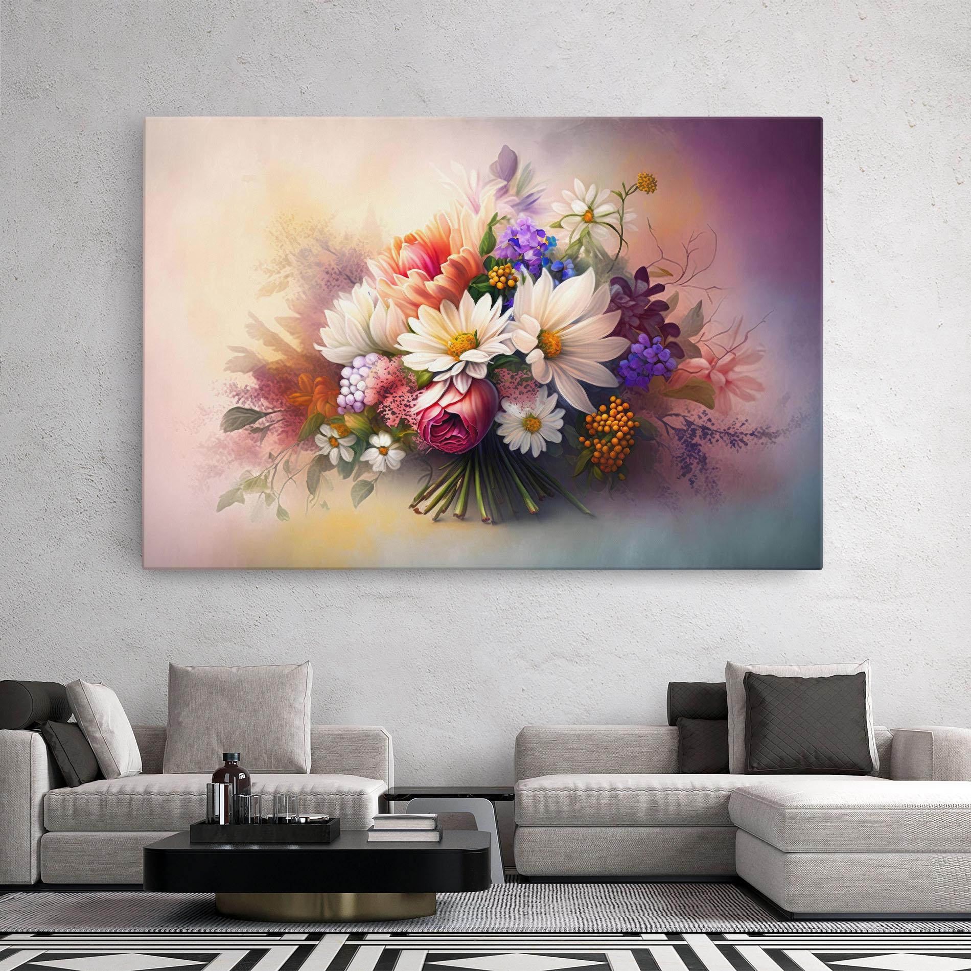 Leinwandbild Vecteezy_ai Generated Bouquet Of Fresh Spring Flowers On Light_23373362_865 mockup 2
