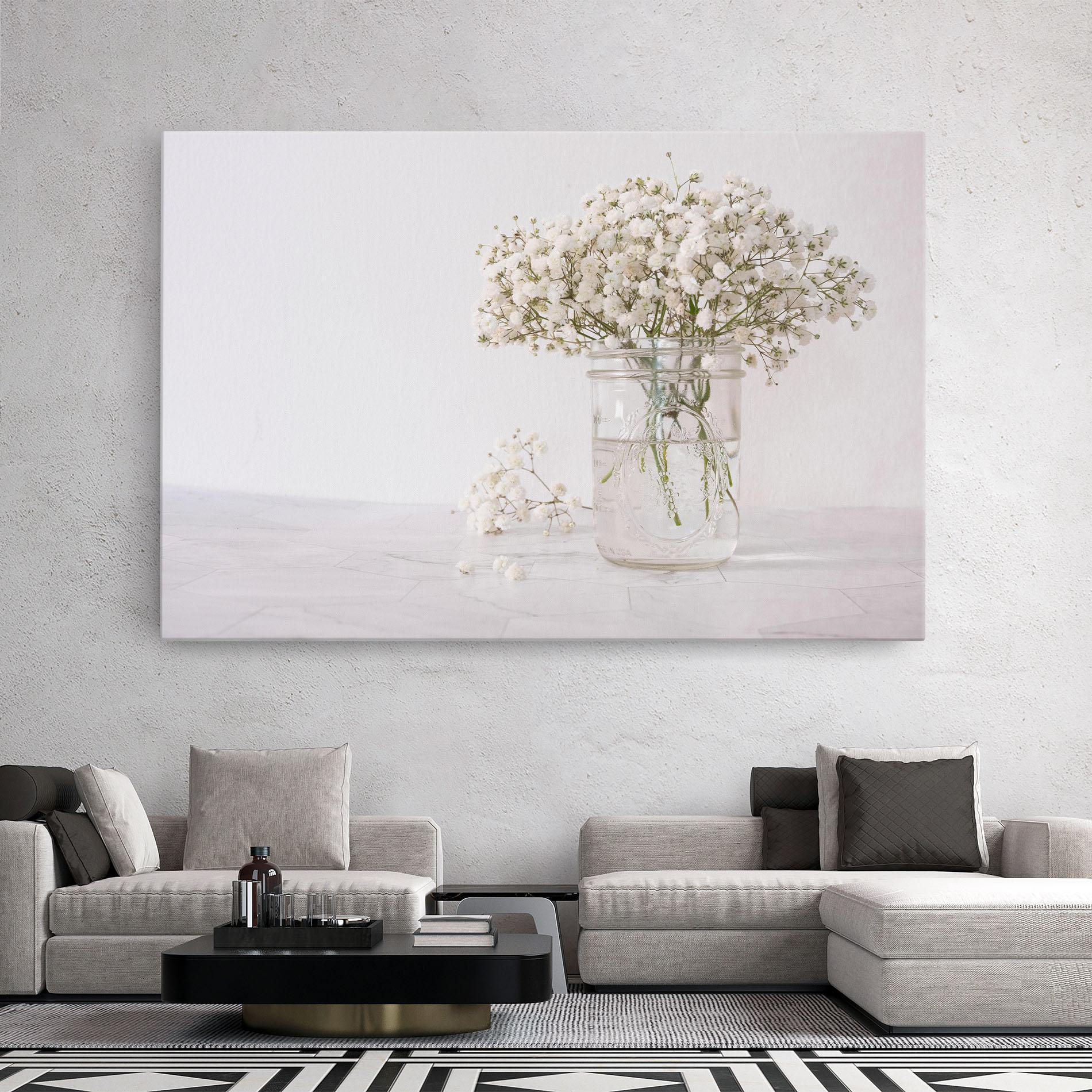 Leinwandbild White Tiny Flower Vase mockup 2