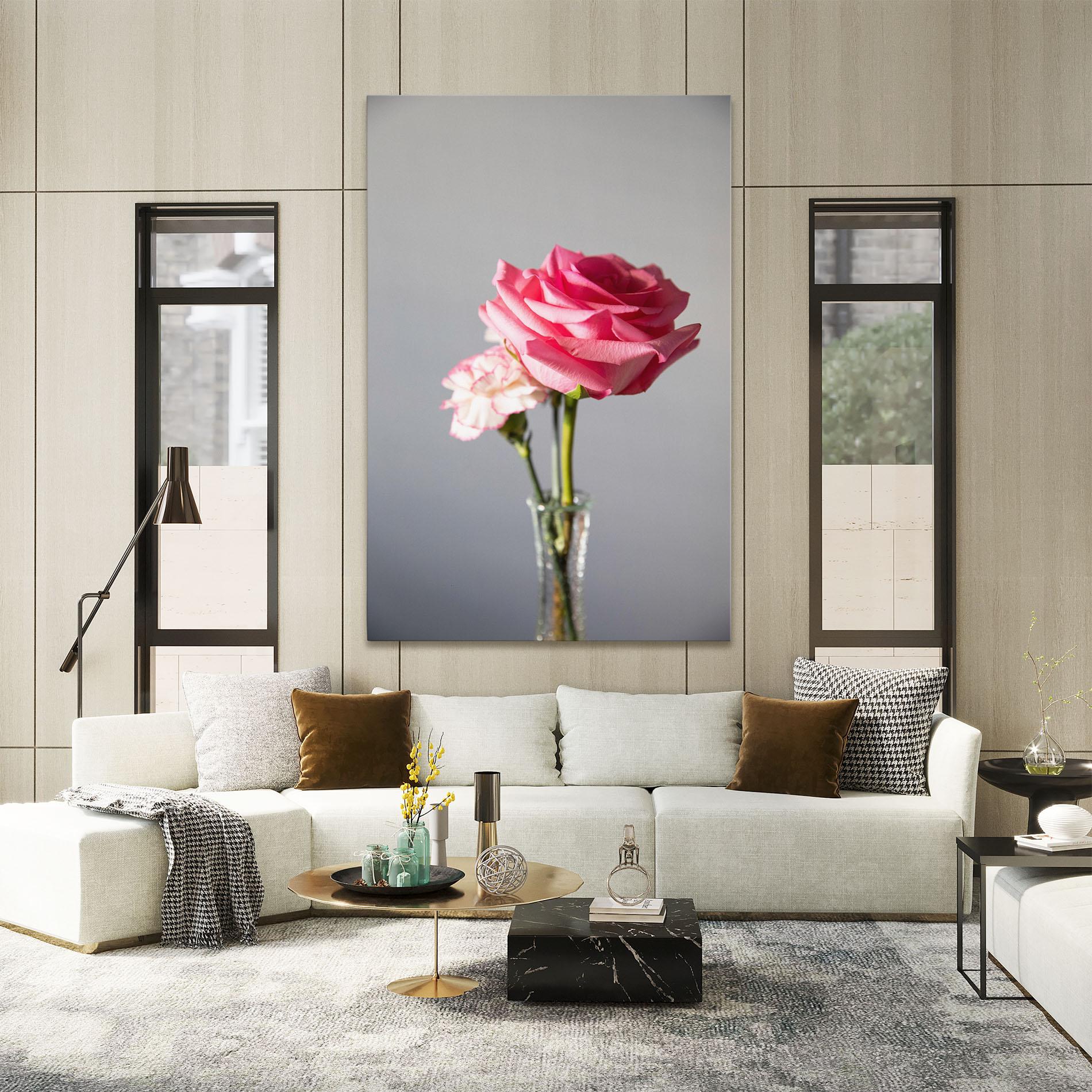 Leinwandbild Big Pink Rose Vase mockup 2