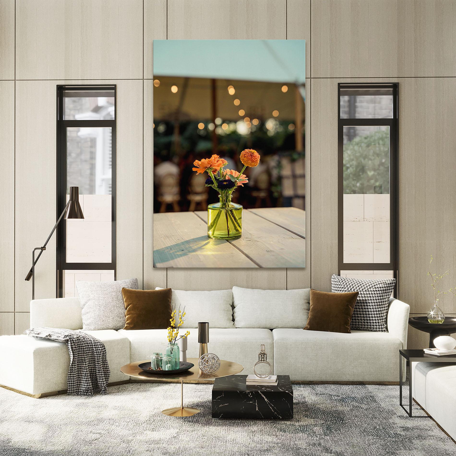 Leinwandbild Orange Flowers Vase mockup 2