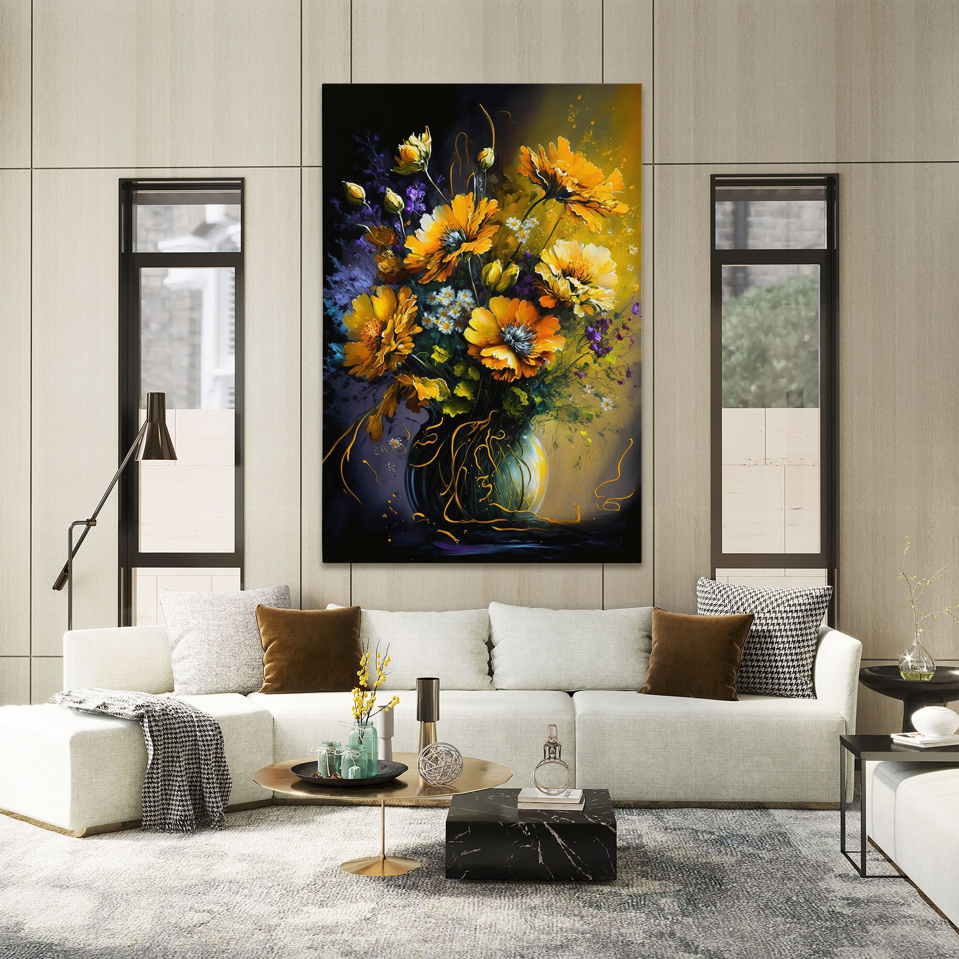 Yellow Flower Art Vase mockup 2