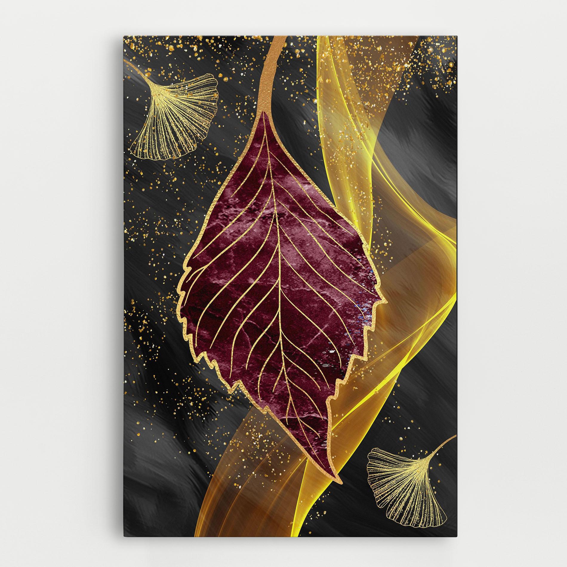 Leinwandbild Golden Leaves Red mockup 0
