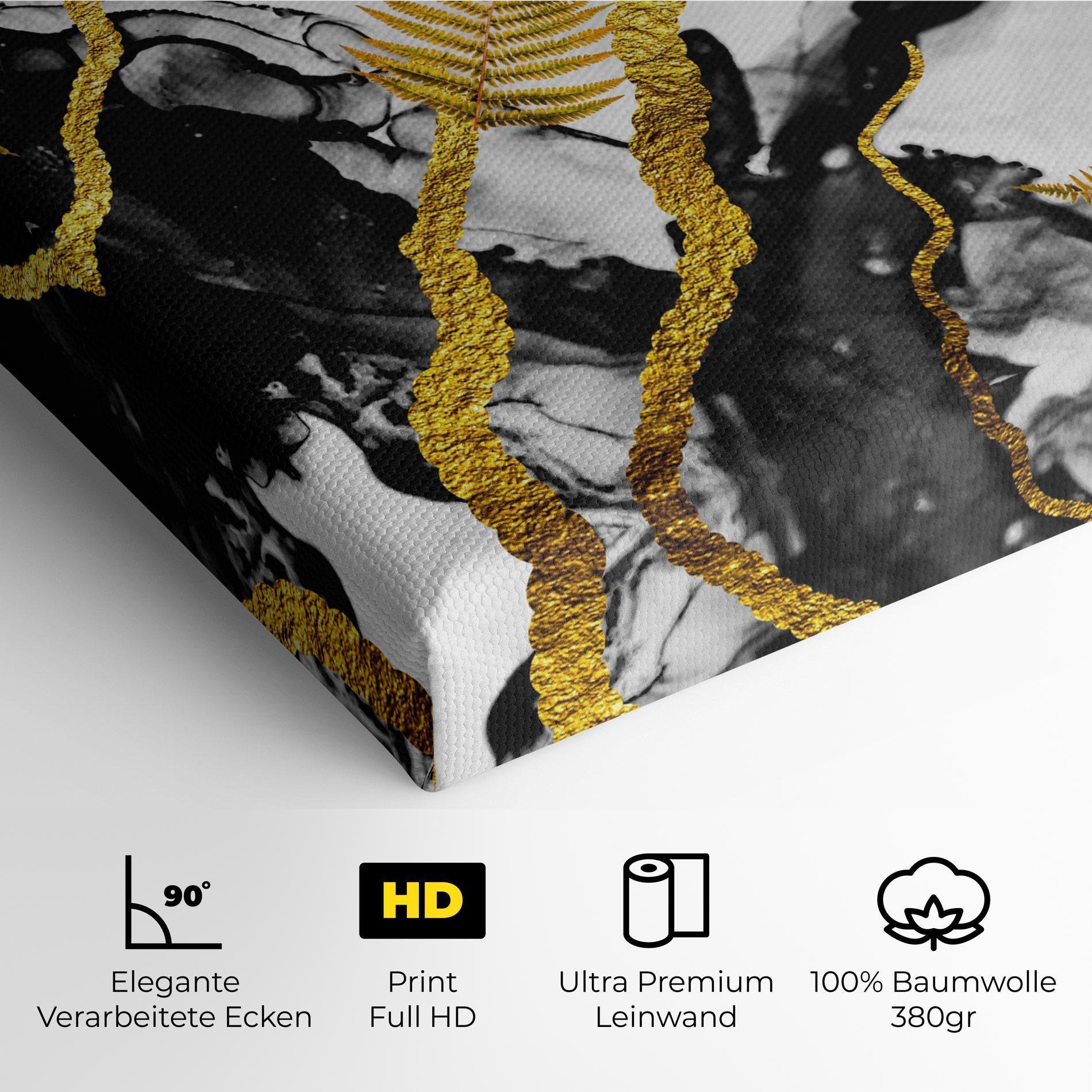 Leinwandbild Abstract Golden Leaves mockup 4
