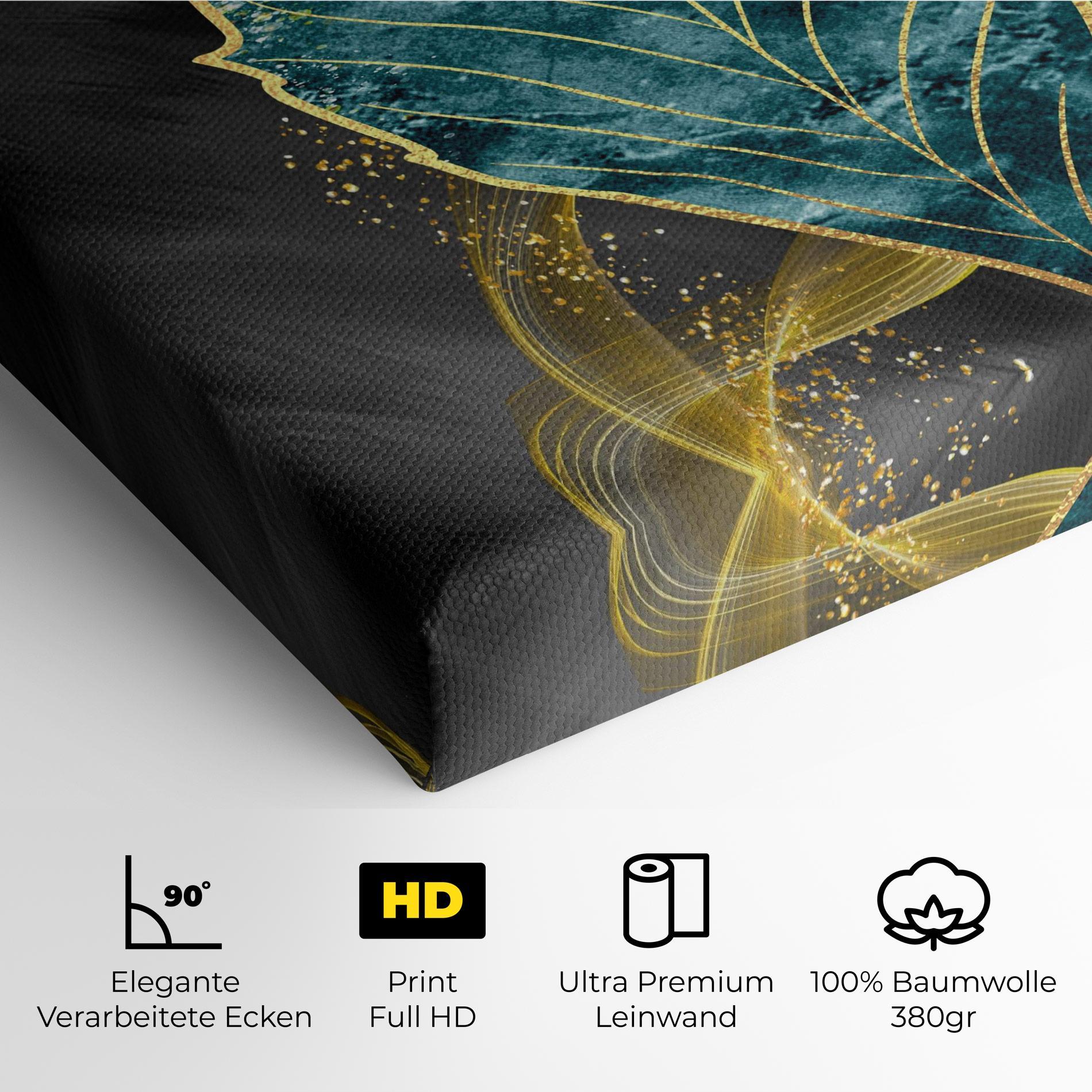 Leinwandbild Golden Leaves Blue mockup 4