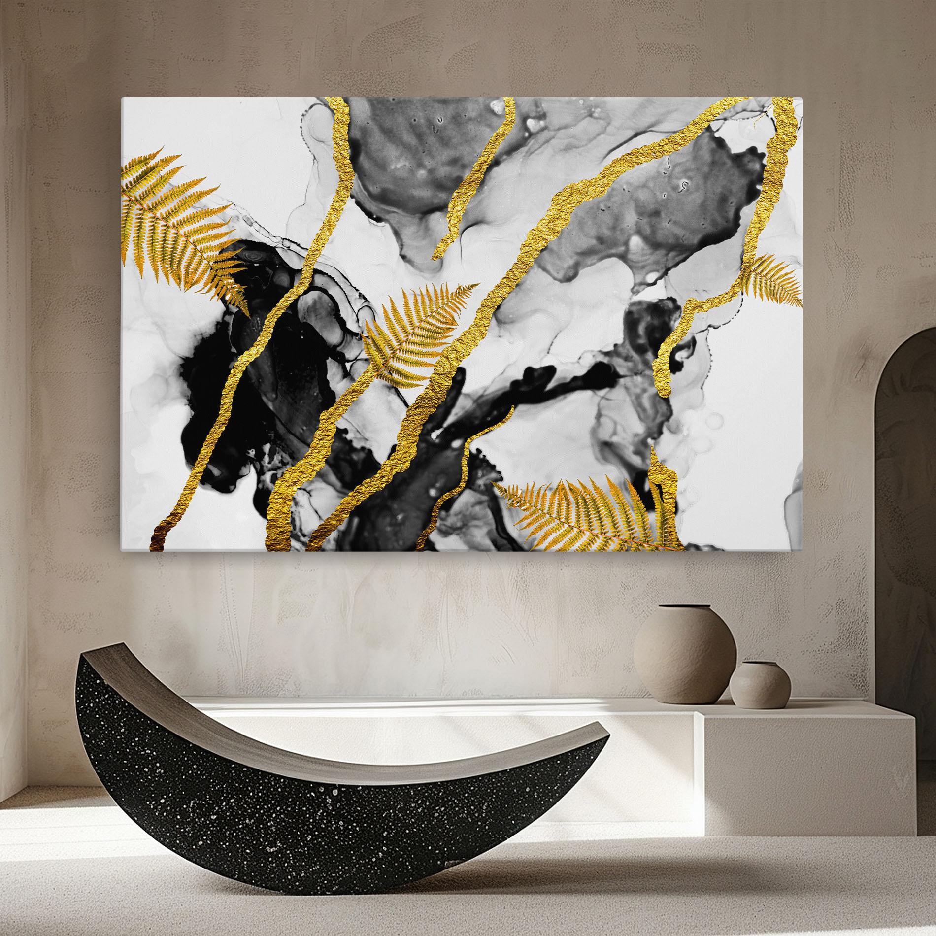 Leinwandbild Abstract Golden Leaves mockup 8