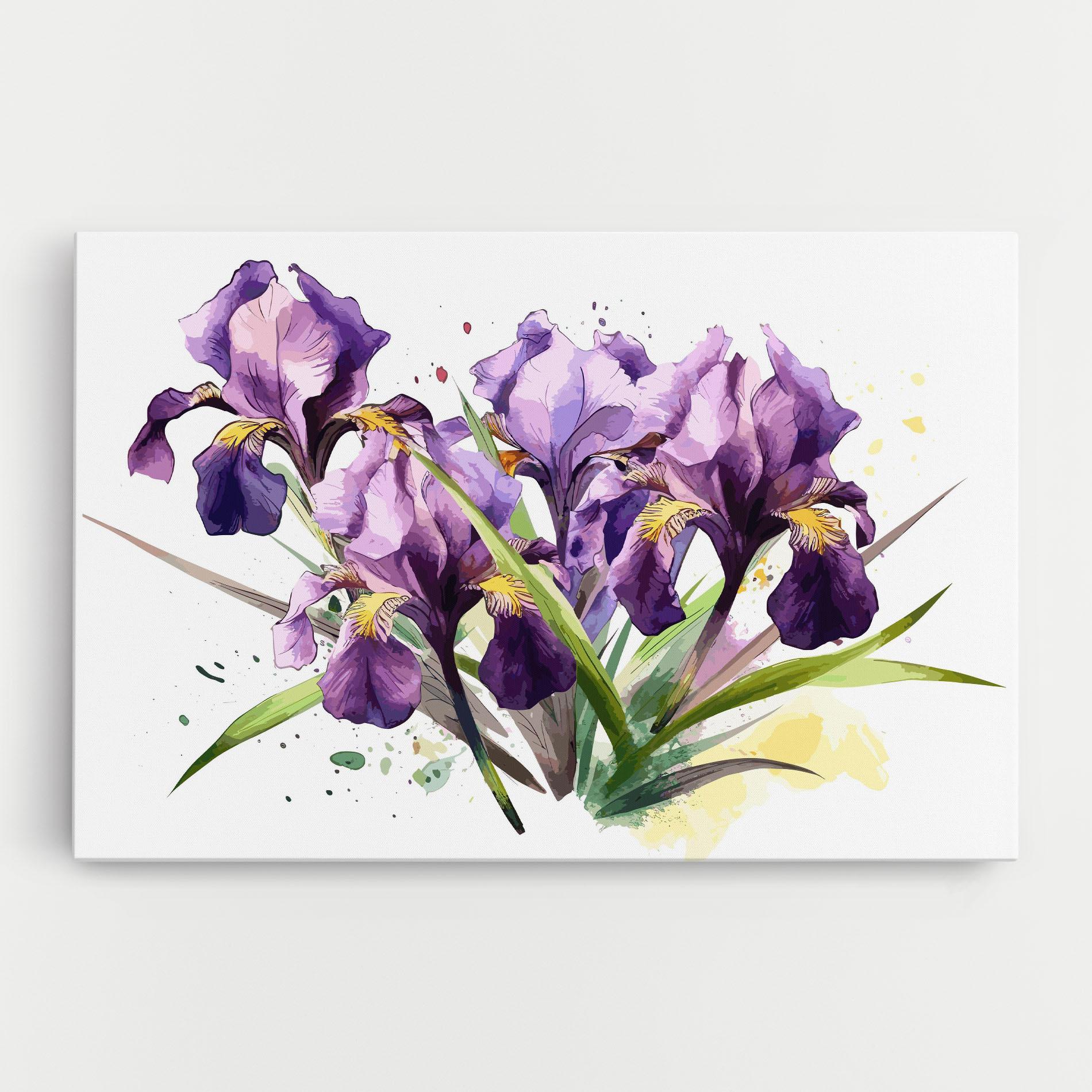 Leinwandbild Watercolor Purple Iris mockup 0