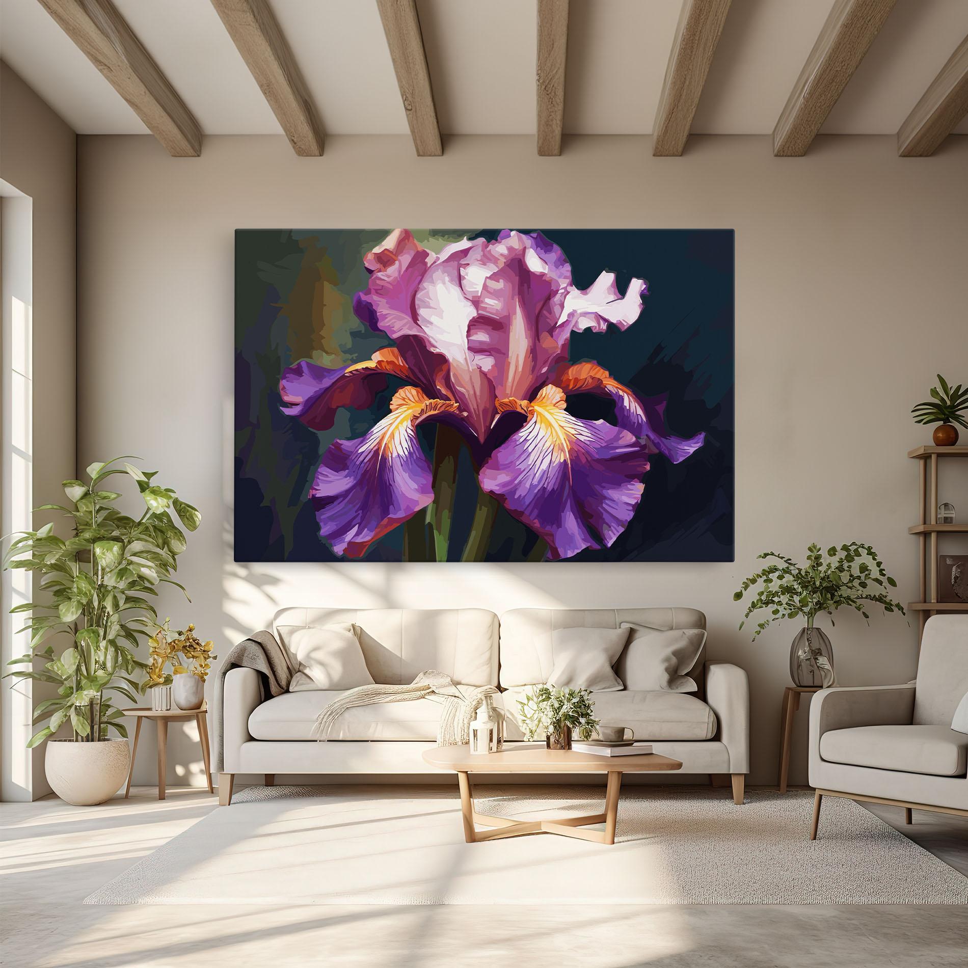 Leinwandbild Purple Orange Iris Art mockup 6