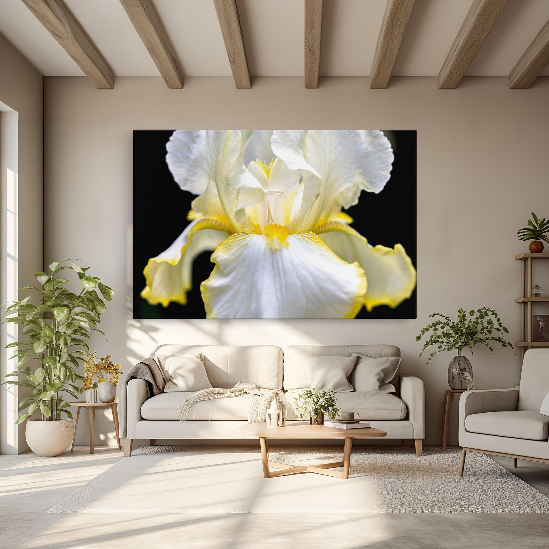 Leinwandbild White Yellow Iris mockup 6