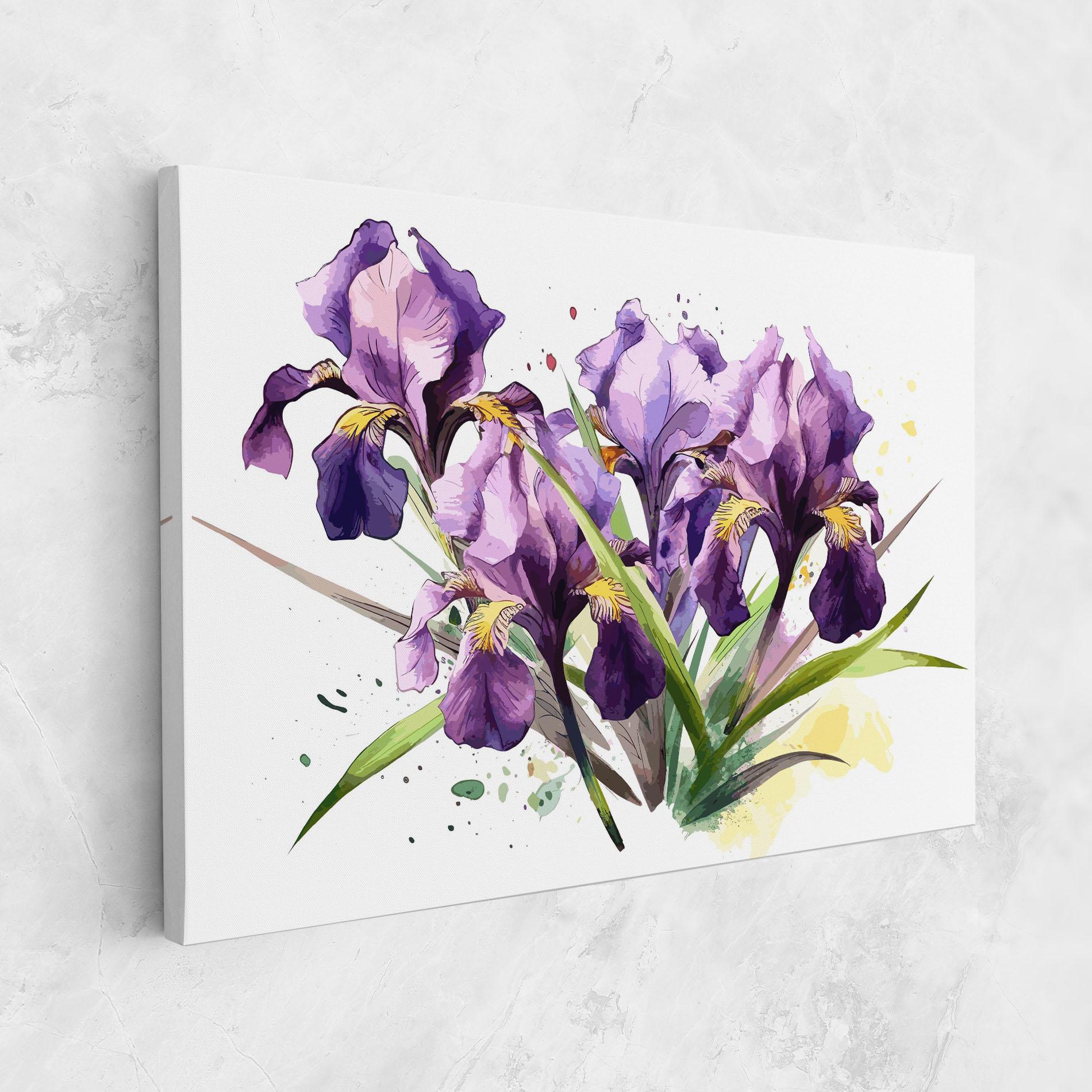 Leinwandbild Watercolor Purple Iris mockup 1