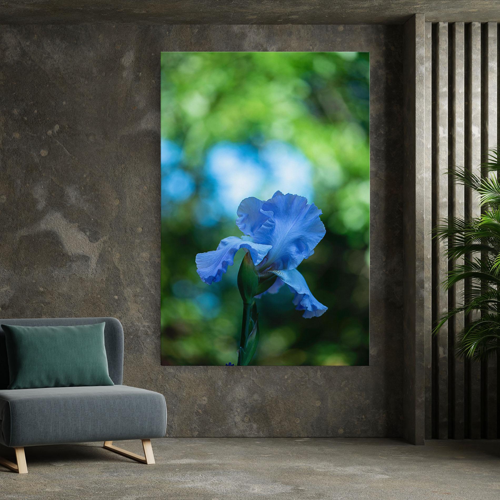 Leinwandbild Blue Iris In The Garden mockup 7