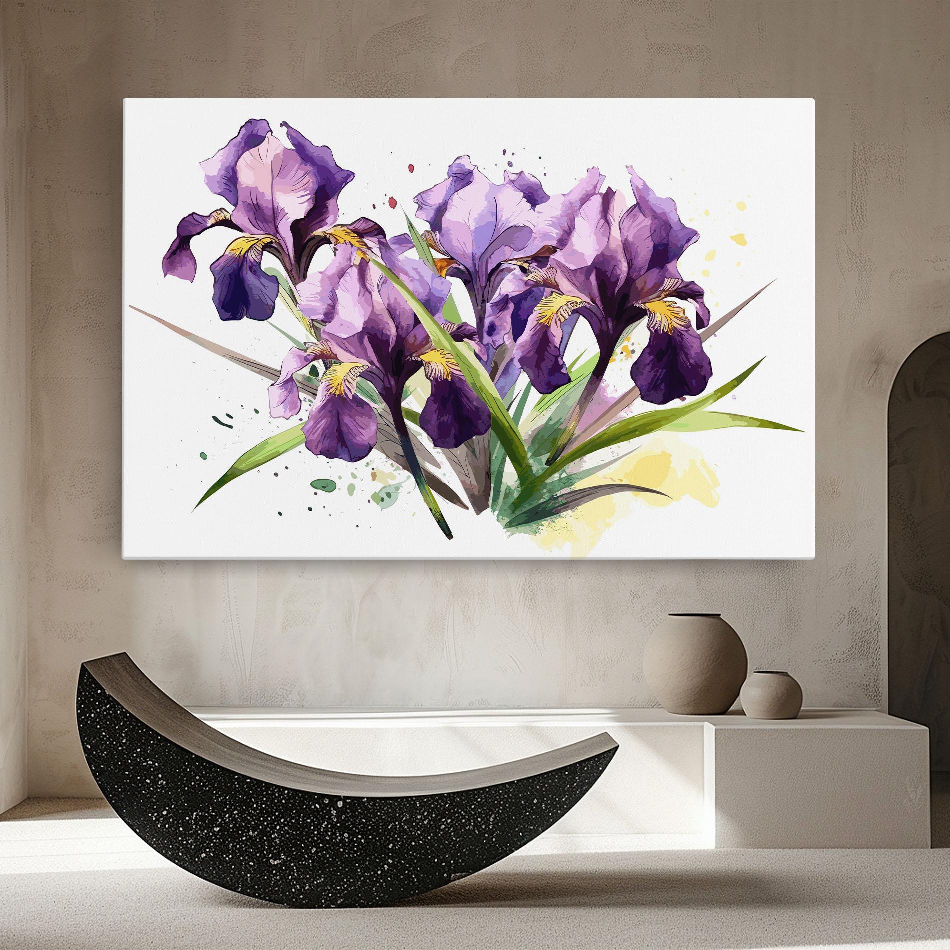 Leinwandbild Watercolor Purple Iris mockup 8