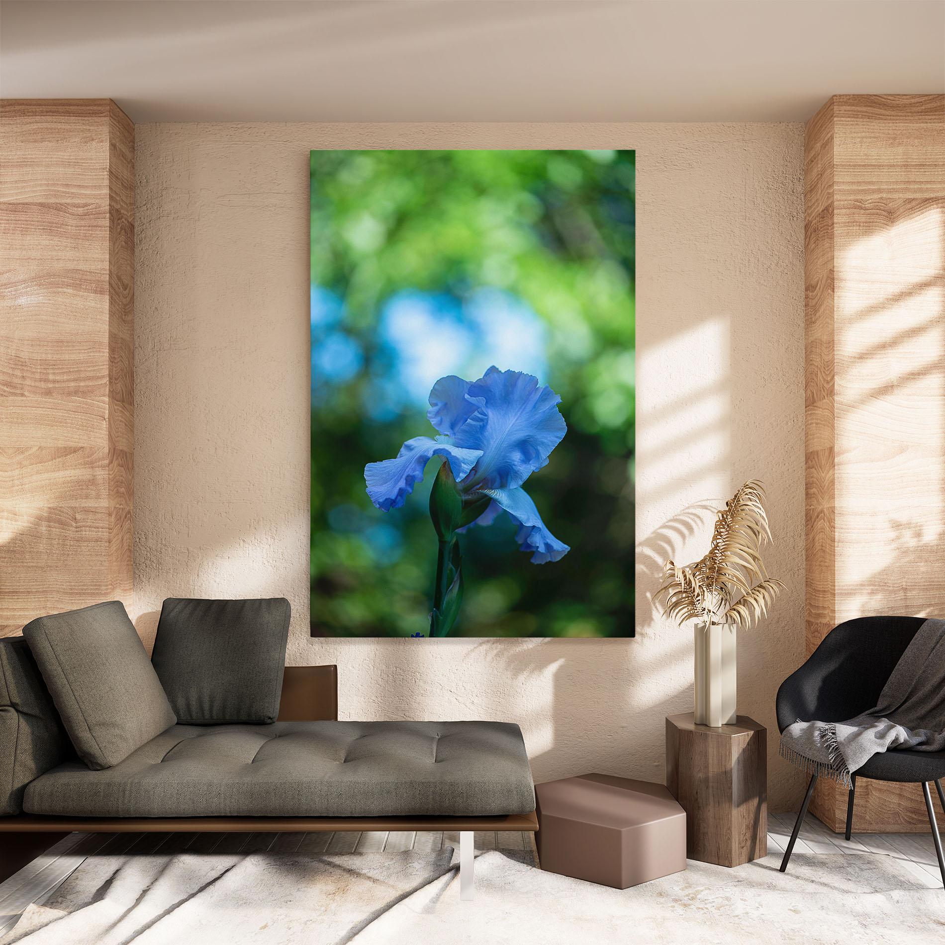 Leinwandbild Blue Iris In The Garden mockup 8