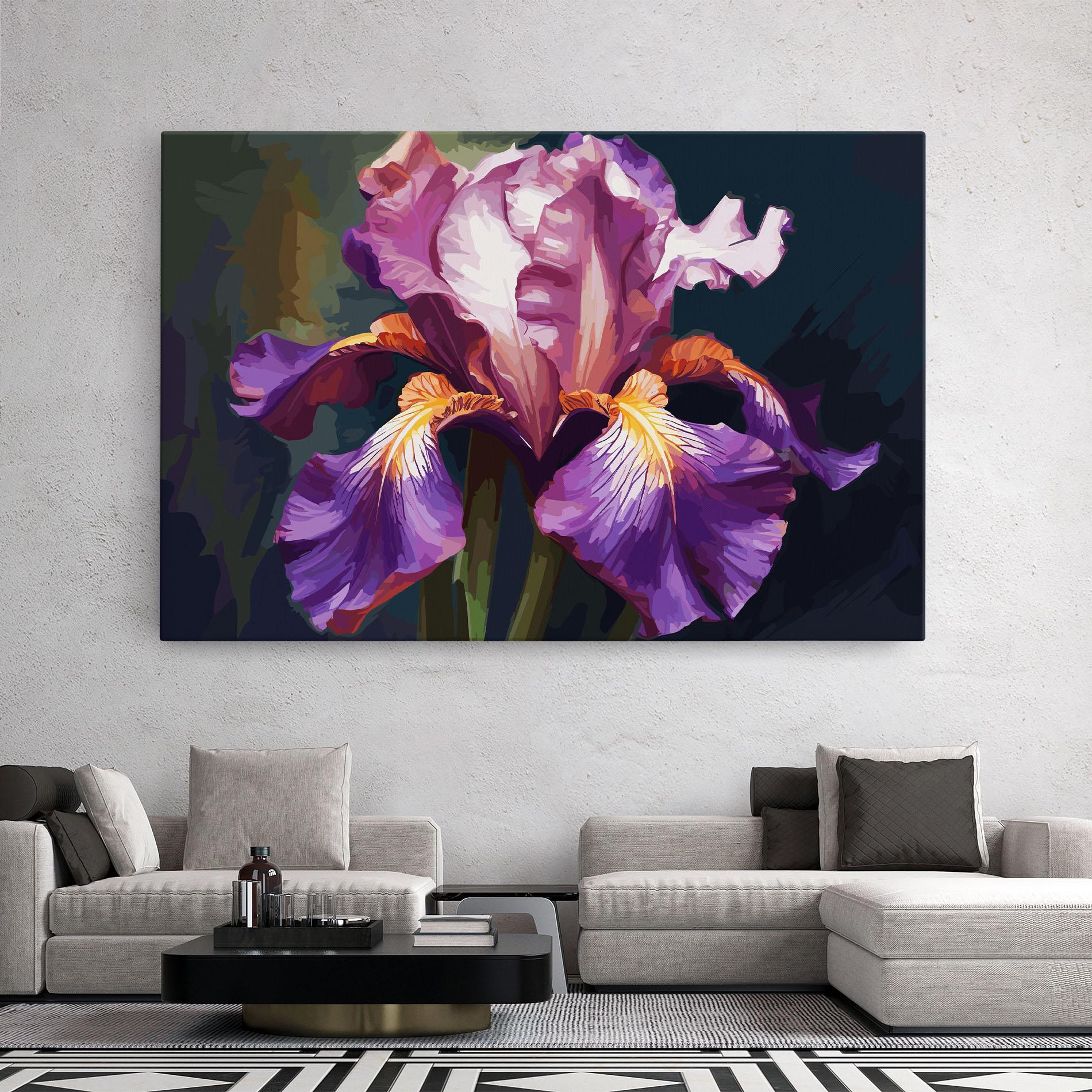 Leinwandbild Purple Orange Iris Art mockup 2