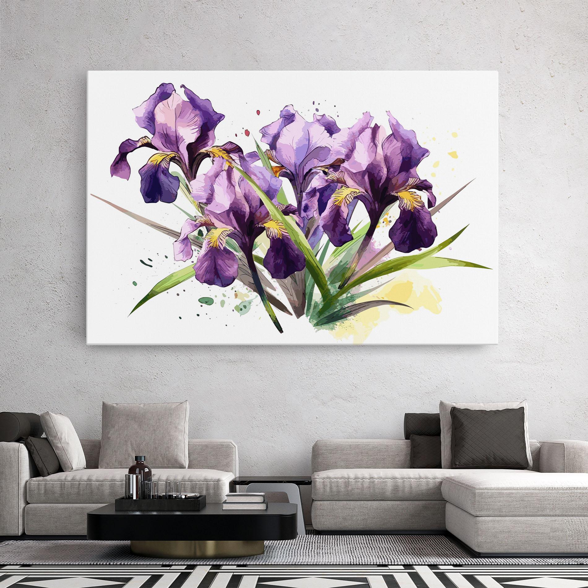 Leinwandbild Watercolor Purple Iris mockup 2