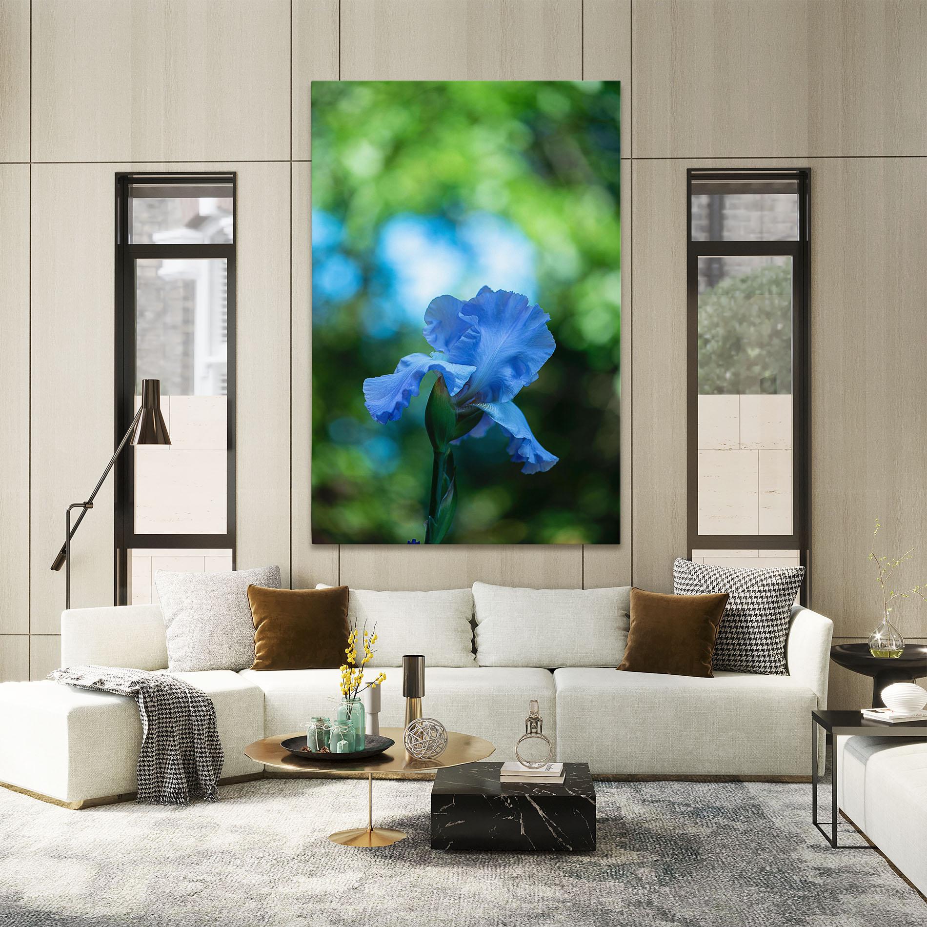 Leinwandbild Blue Iris In The Garden mockup 2