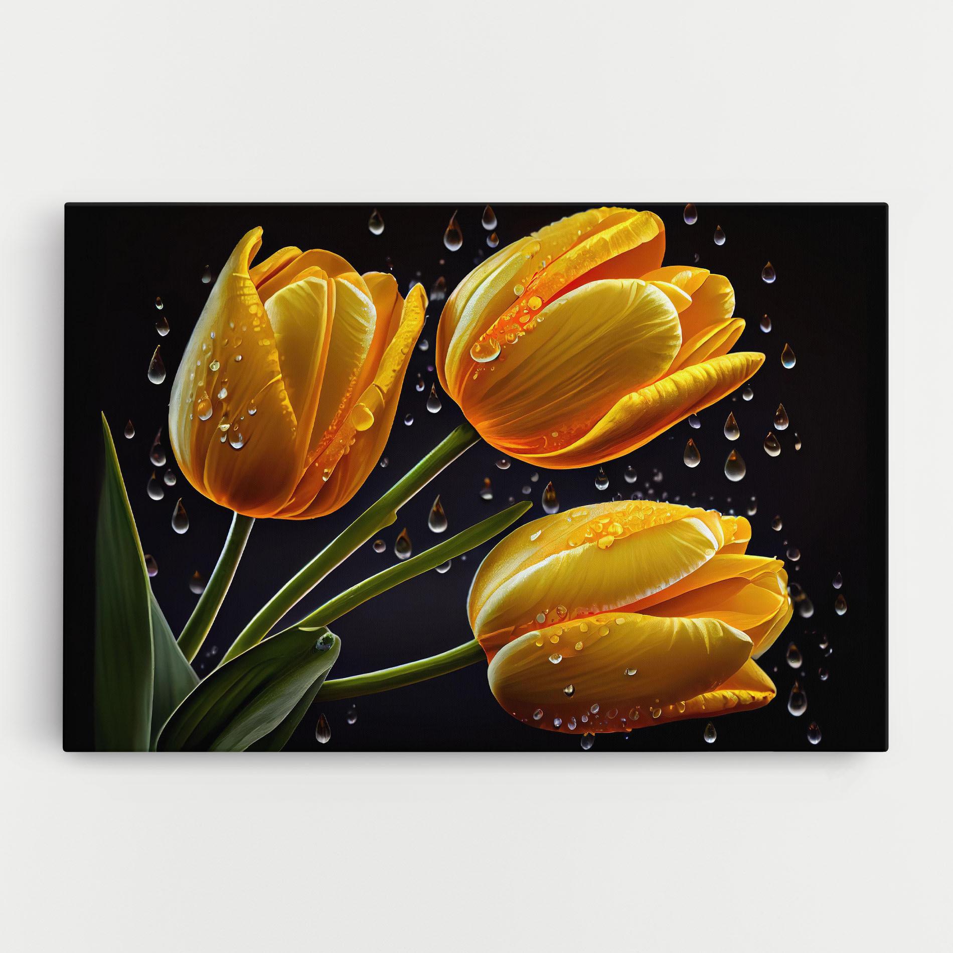 Leinwandbild 3 Yellow Tulips mockup 0