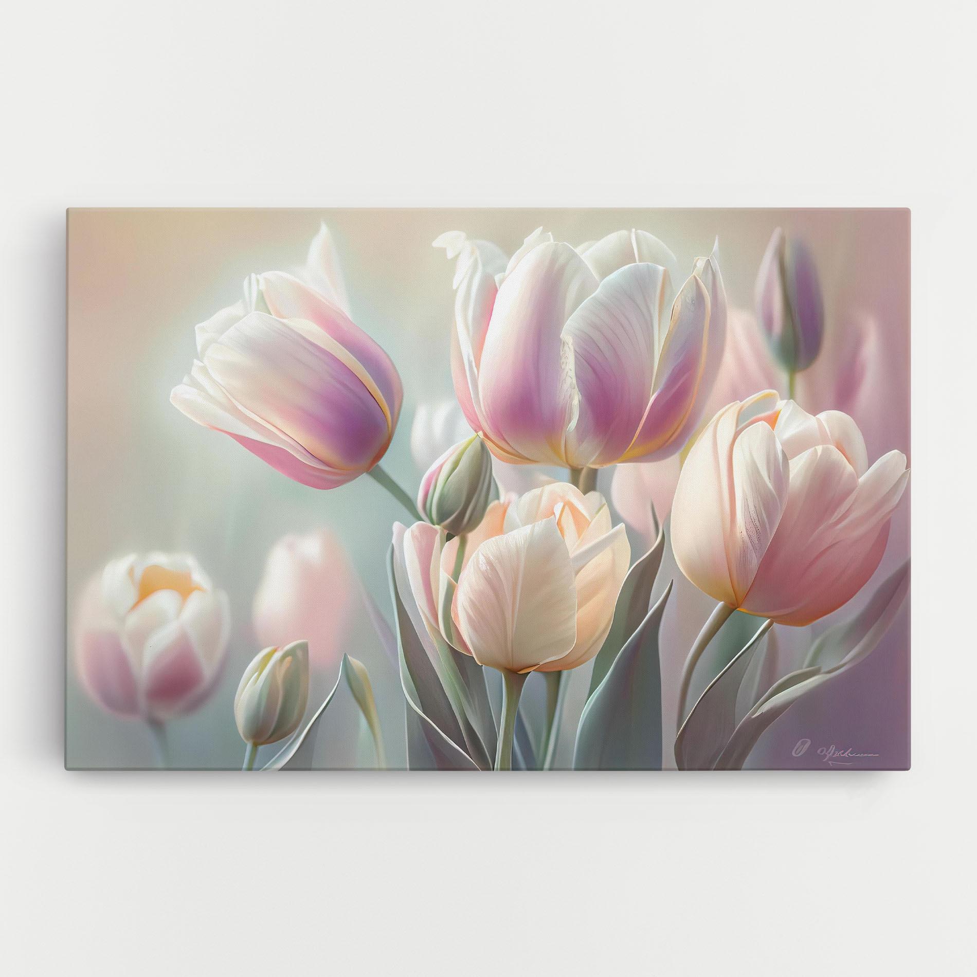 Leinwandbild Dreamy White Tulips mockup 0