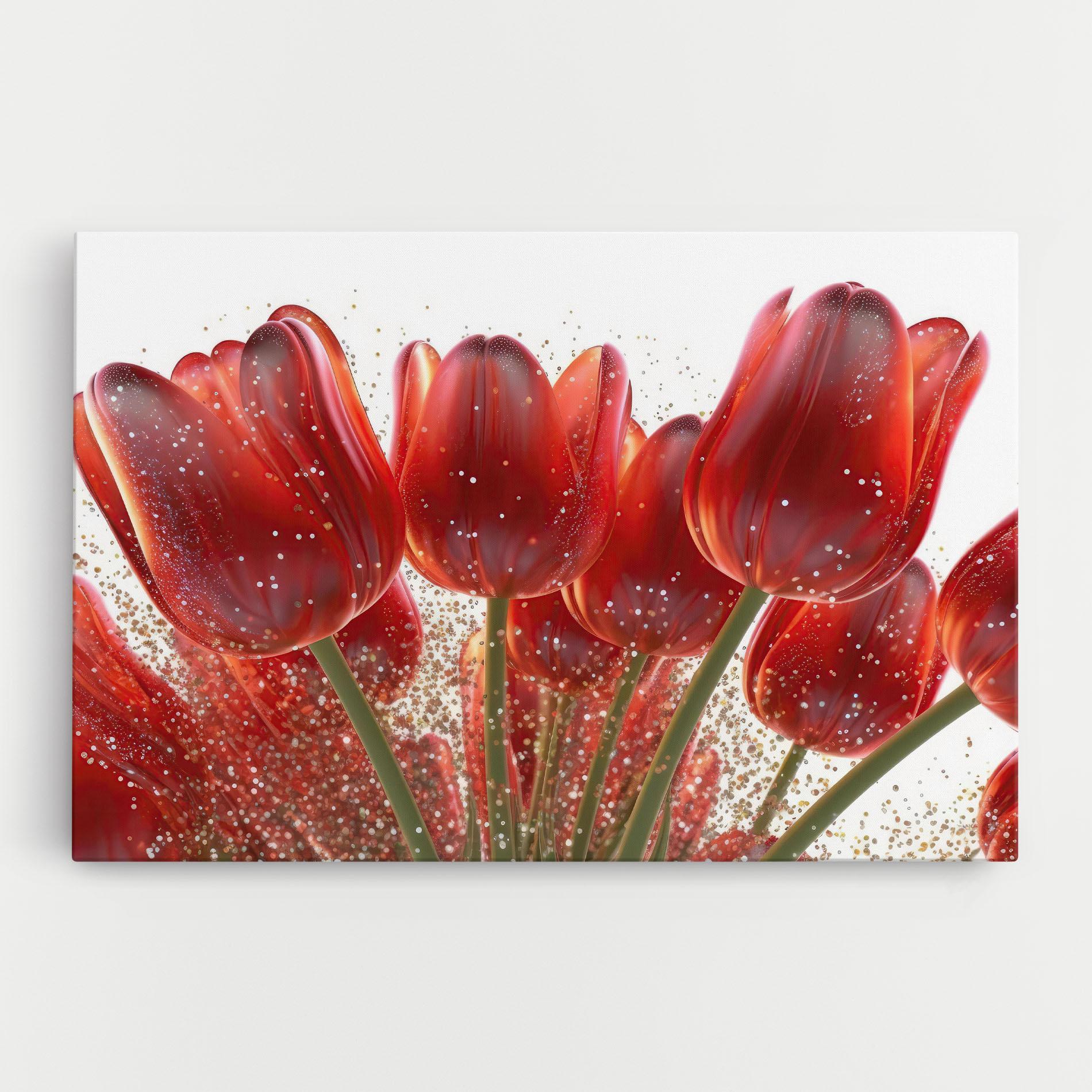 Leinwandbild Glitter Red Tulips mockup 0