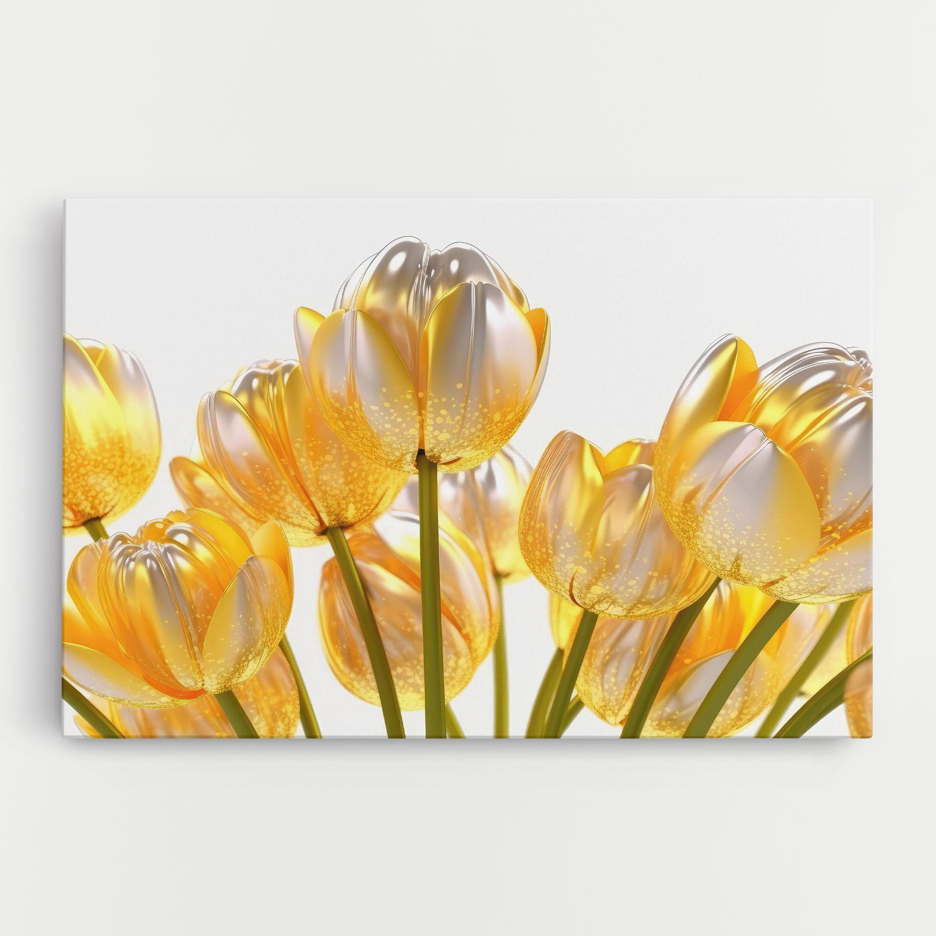 Leinwandbild Gold White Tulips mockup 0