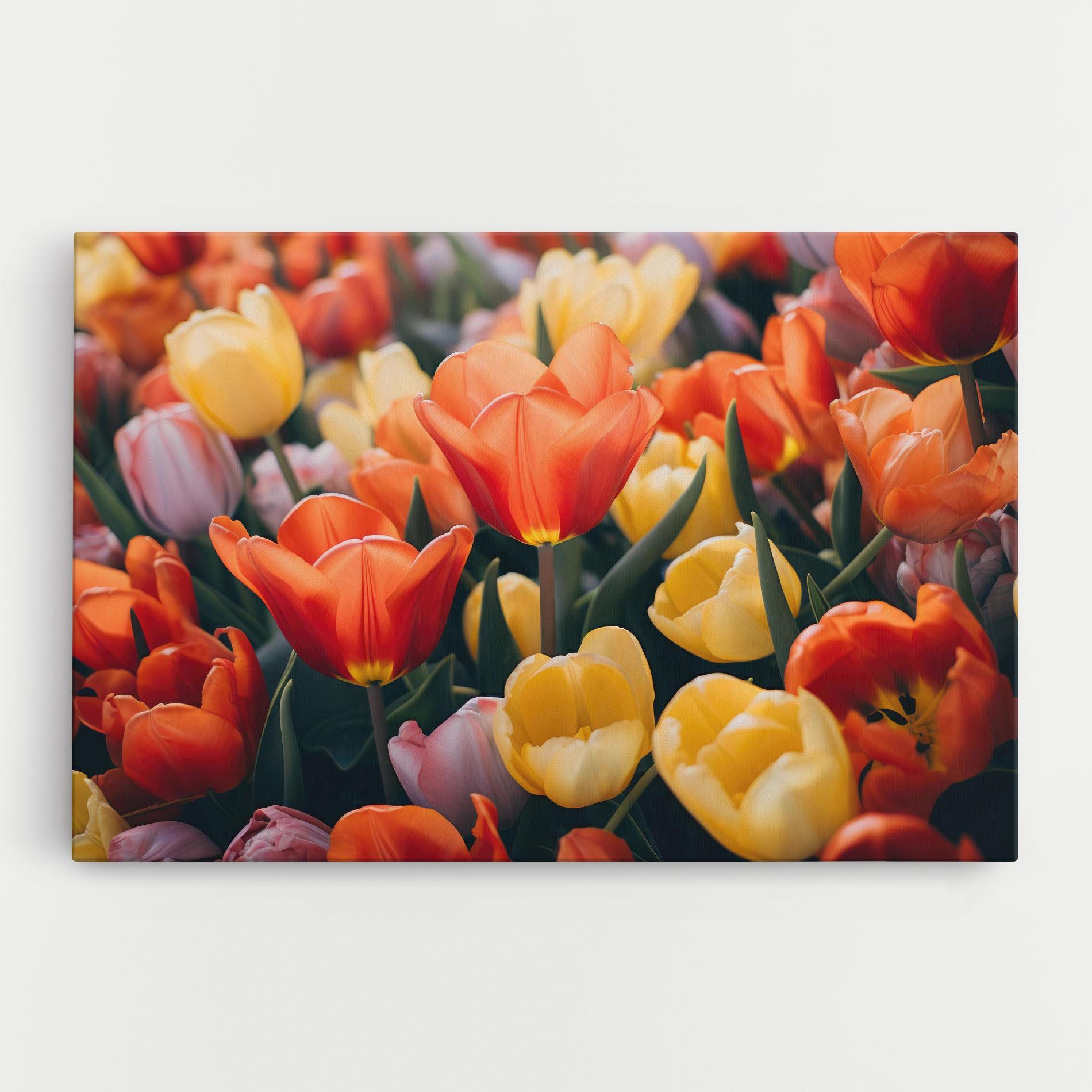 Leinwandbild Orange Yellow Tulips mockup 0