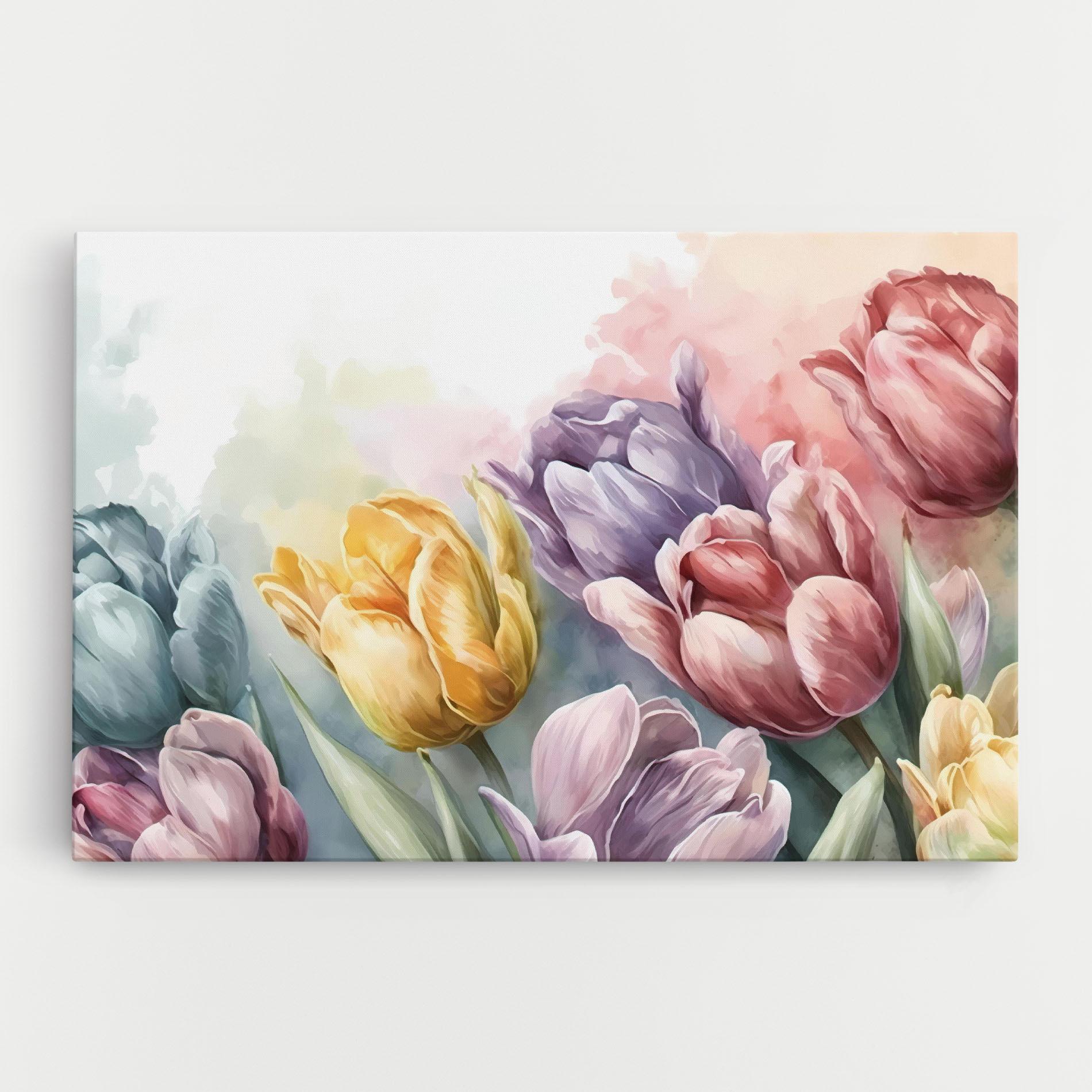 Leinwandbild Pastel Tulips mockup 0