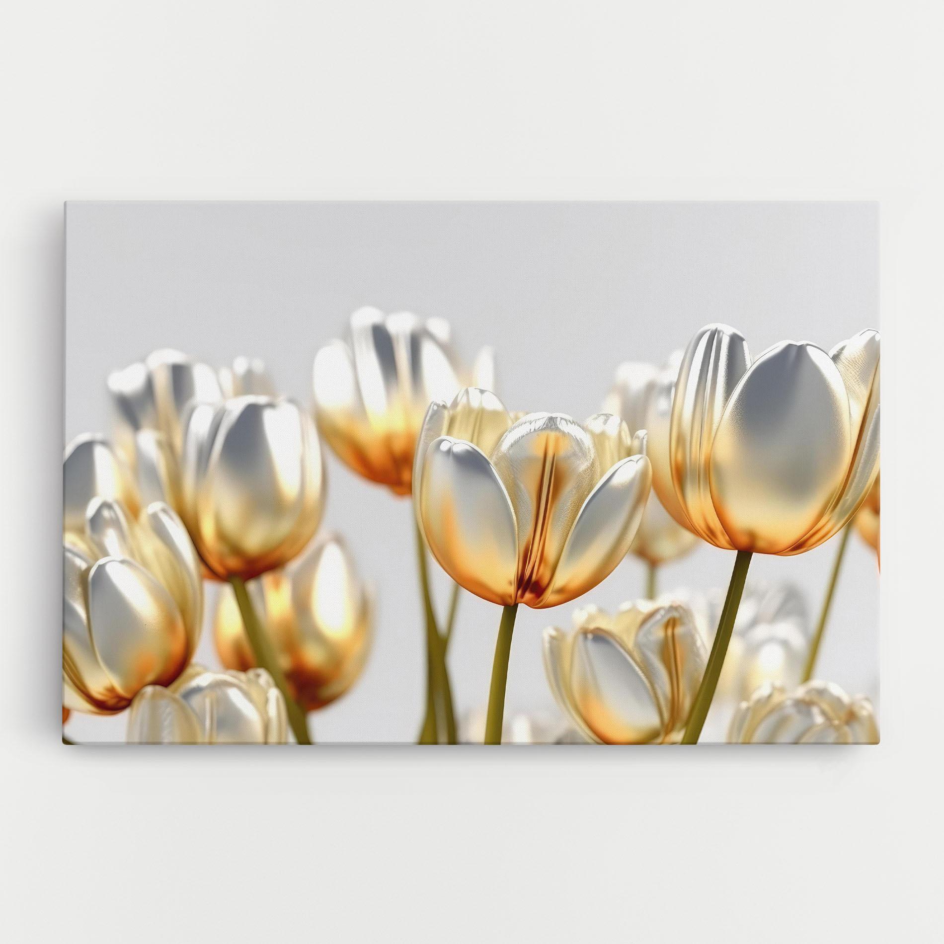 Leinwandbild White Golden Tulips mockup 0