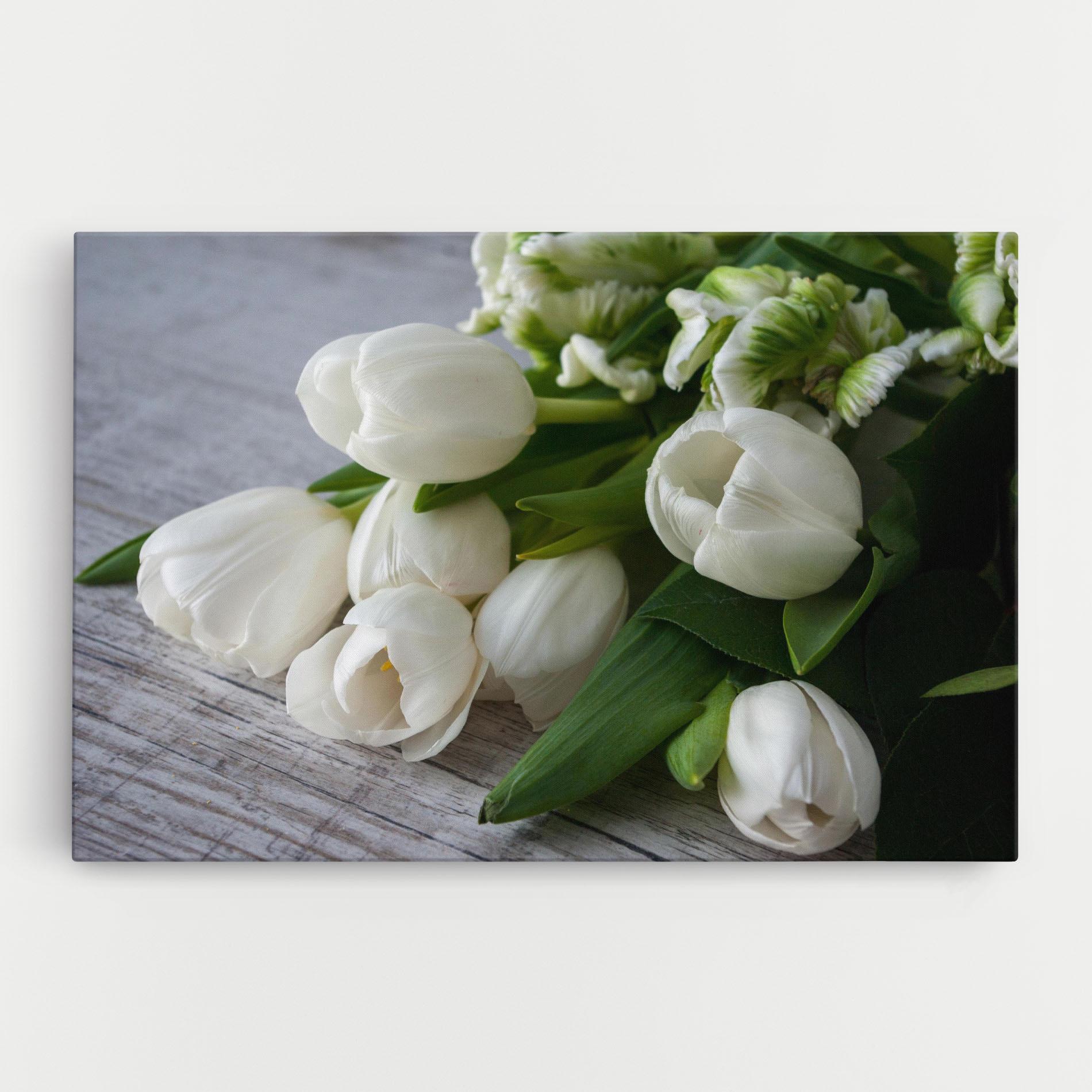 Leinwandbild White Tulips Bouquet mockup 0