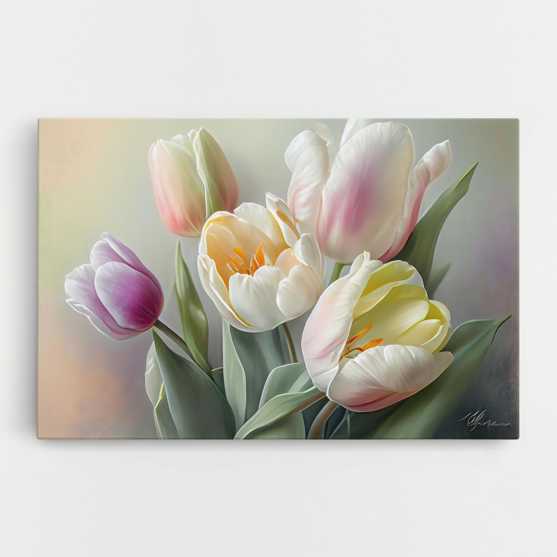 White Tulips Painting mockup 0