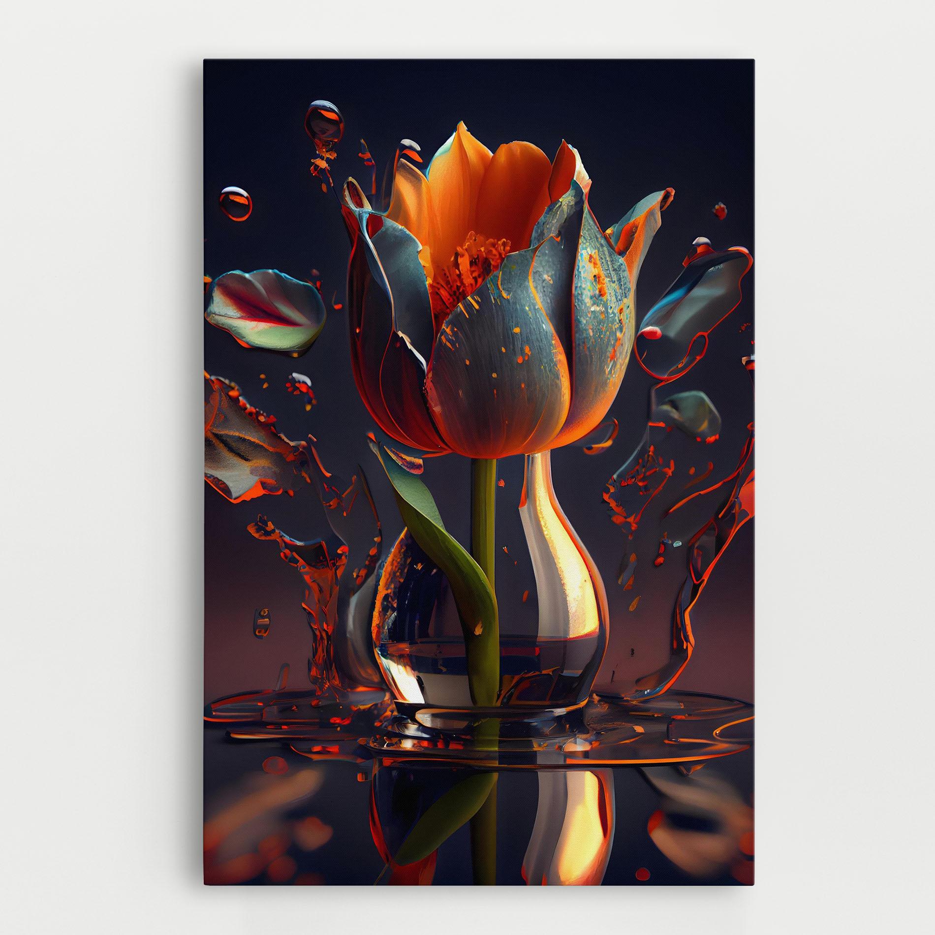 Leinwandbild Black Tulip In Vase mockup 0