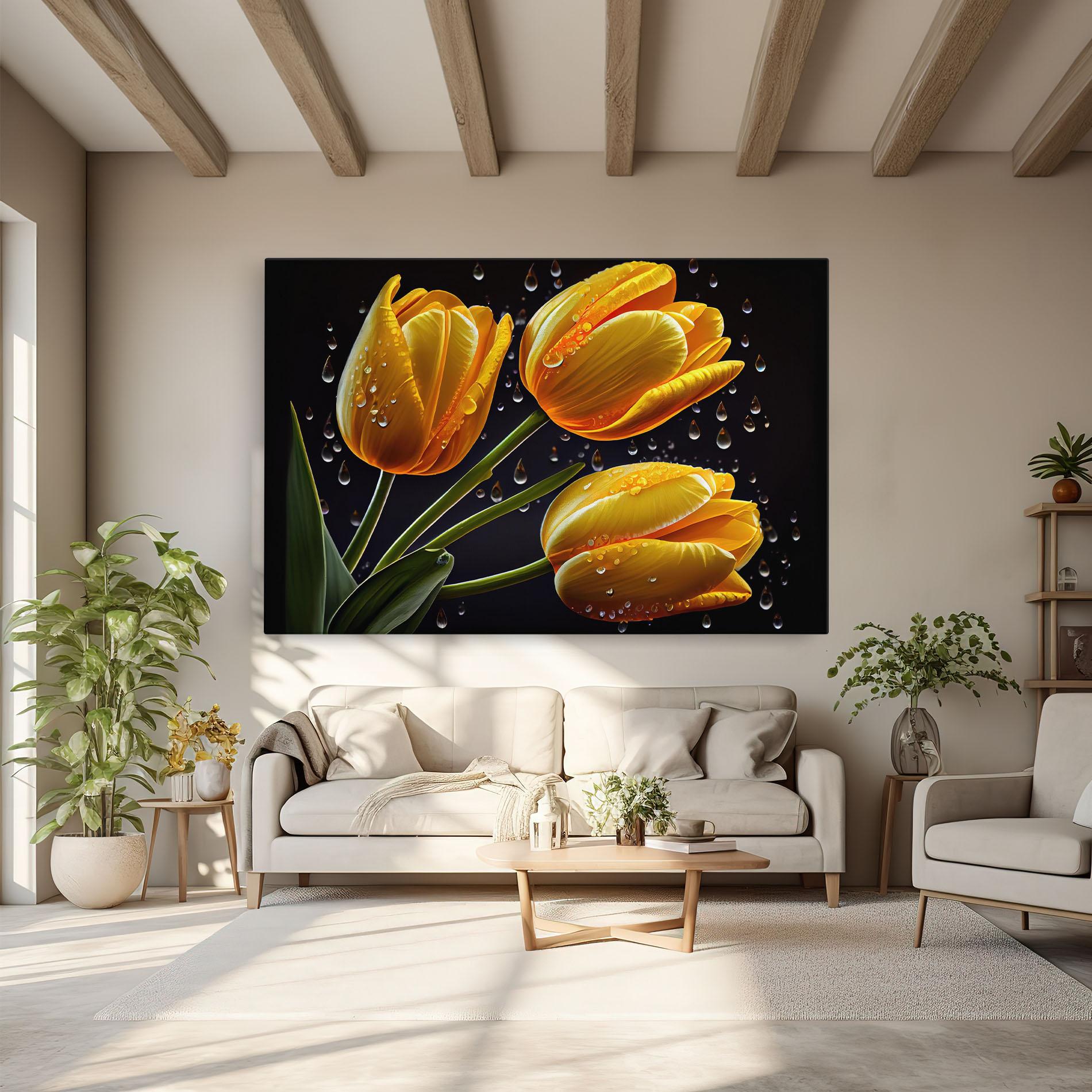 Leinwandbild 3 Yellow Tulips mockup 6