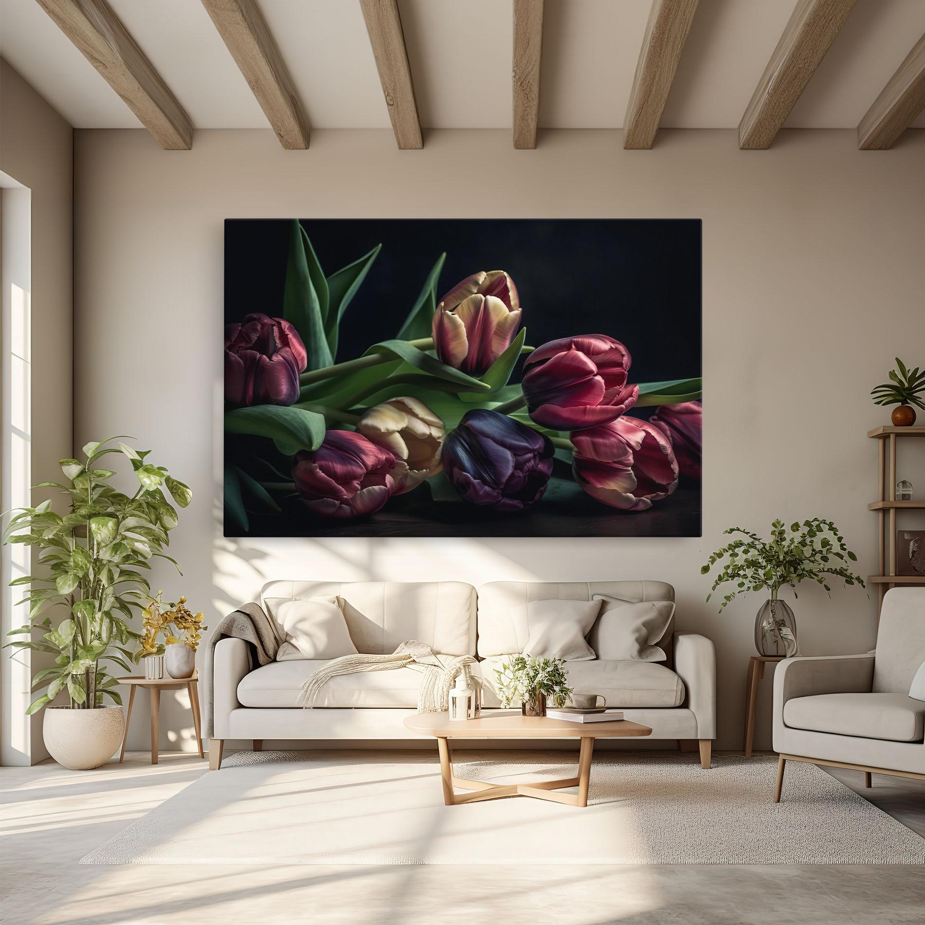Leinwandbild Dark Purple Tulip mockup 6