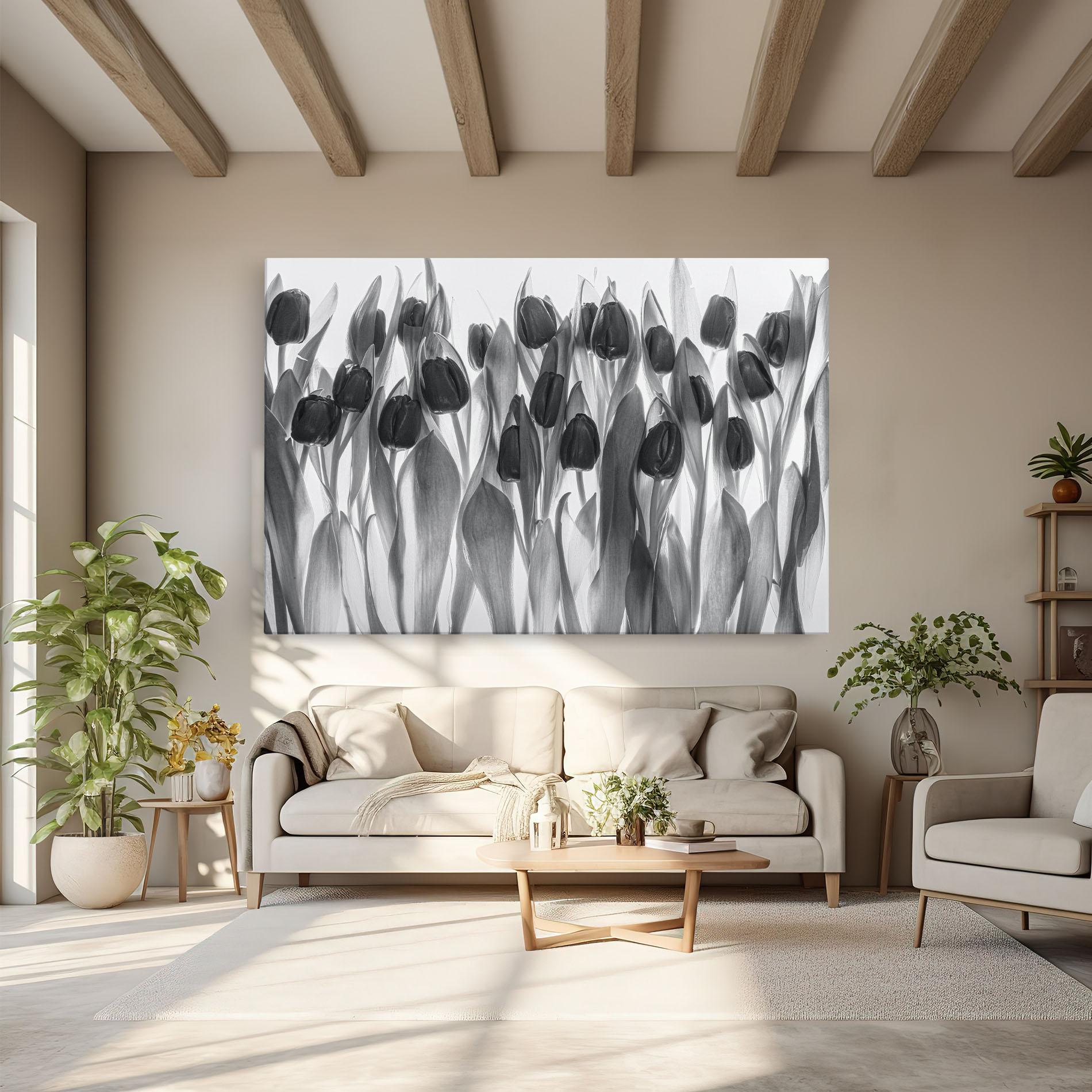 Leinwandbild Grey Tulips mockup 6