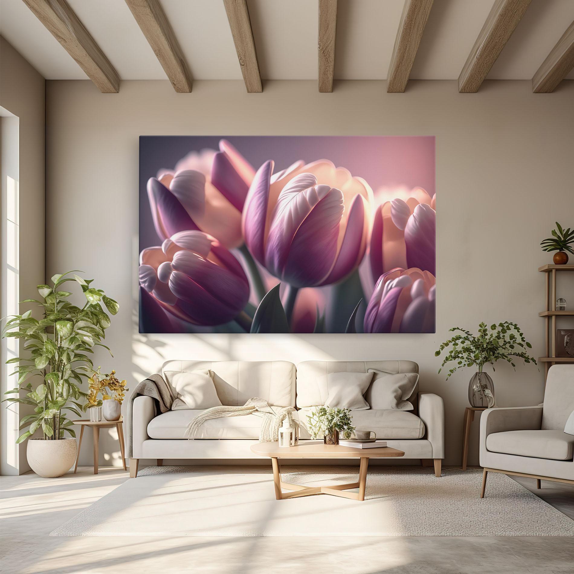 Leinwandbild Pastel Pink Tulips mockup 6