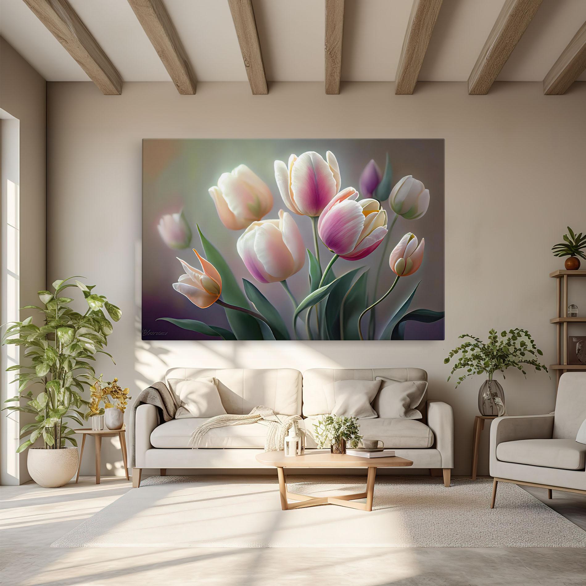 Leinwandbild Pretty Tulips mockup 6