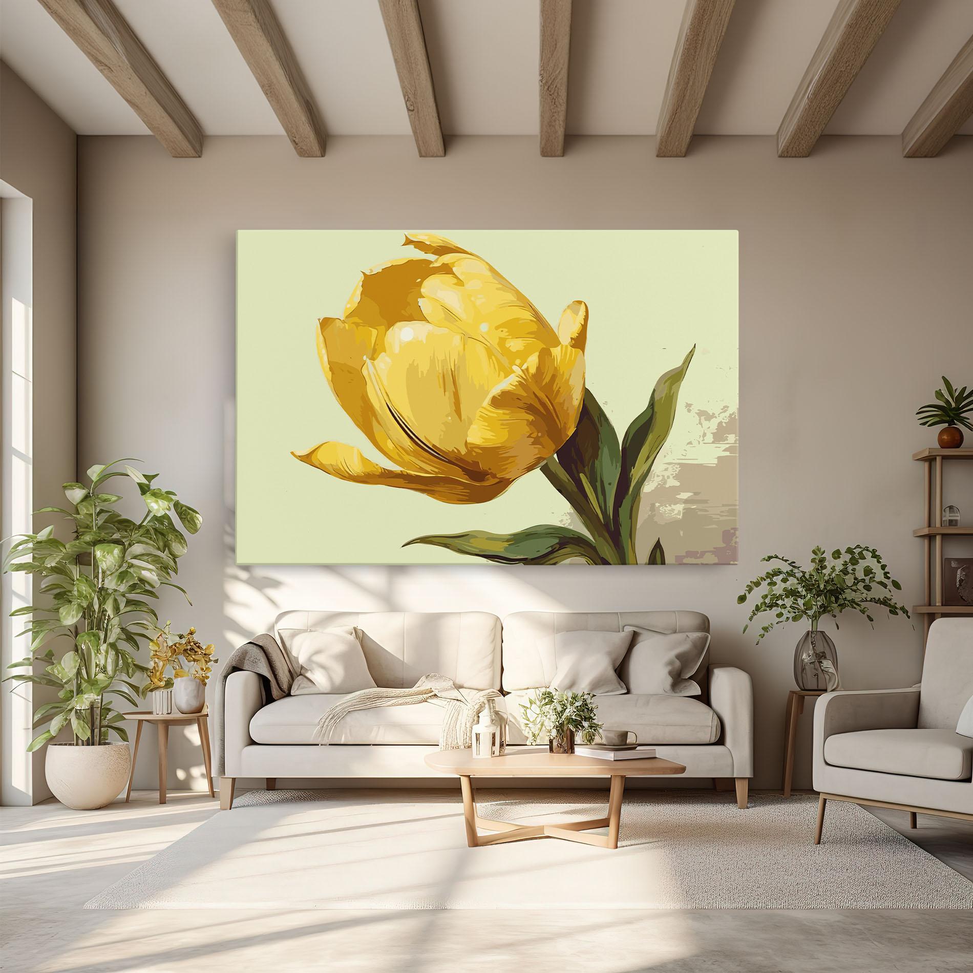 Leinwandbild Yellow Shiny Tulip mockup 6